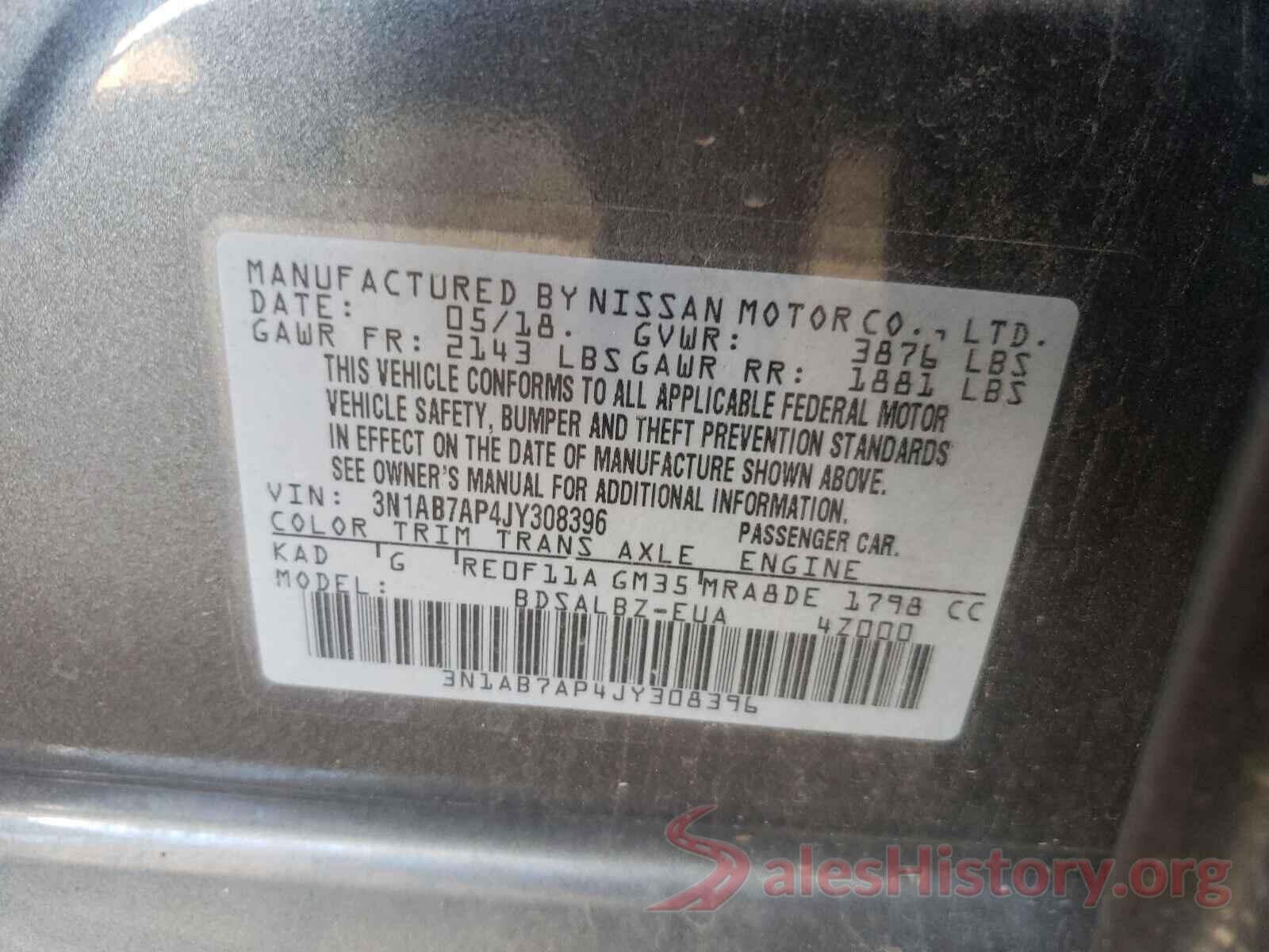 3N1AB7AP4JY308396 2018 NISSAN SENTRA