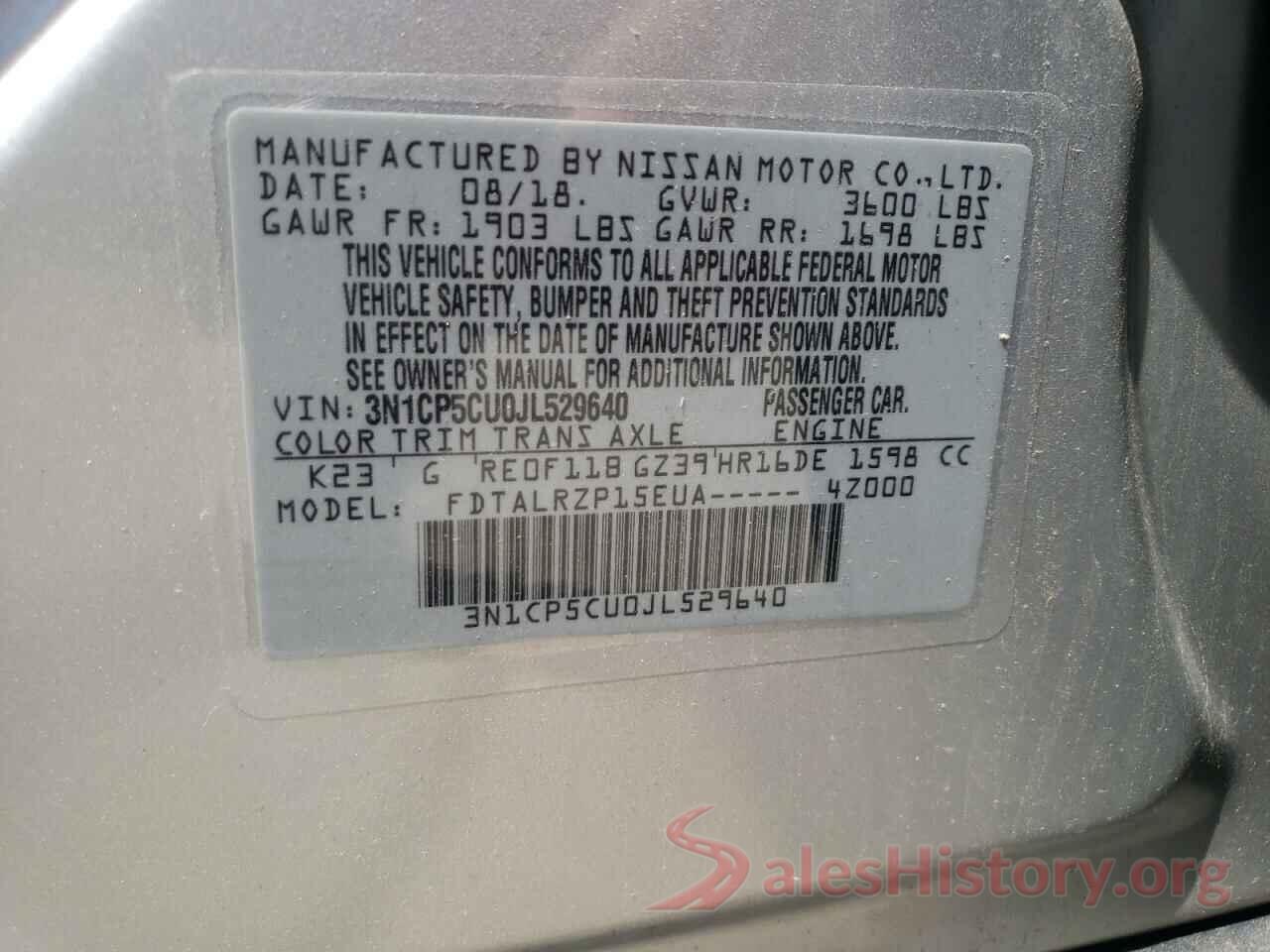 3N1CP5CU0JL529640 2018 NISSAN KICKS