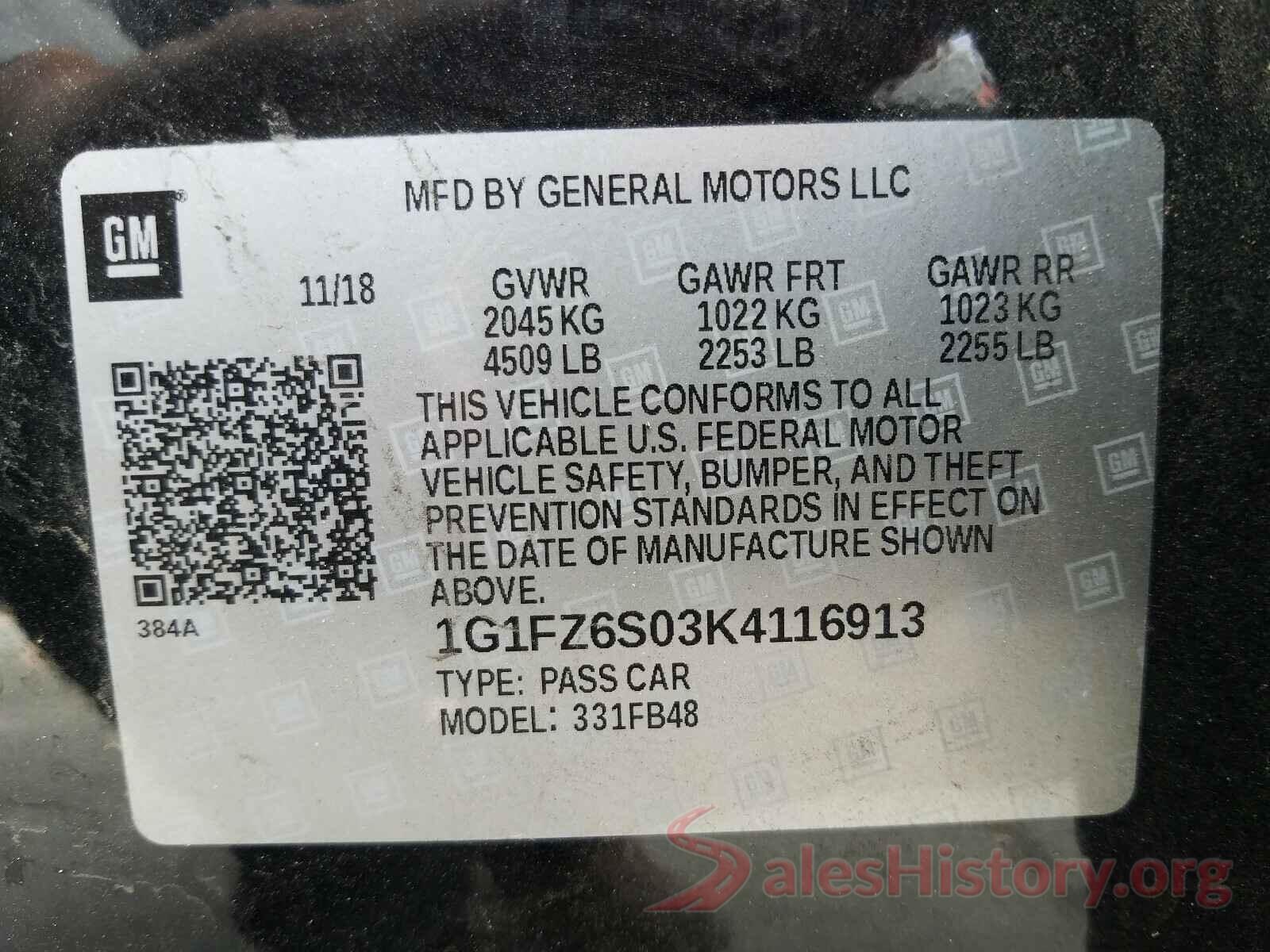 1G1FZ6S03K4116913 2019 CHEVROLET BOLT