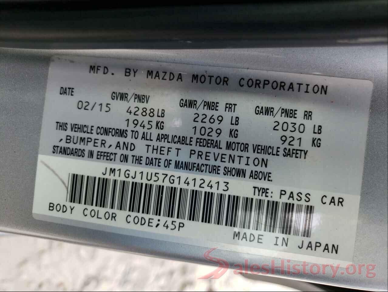 JM1GJ1U57G1412413 2016 MAZDA 6