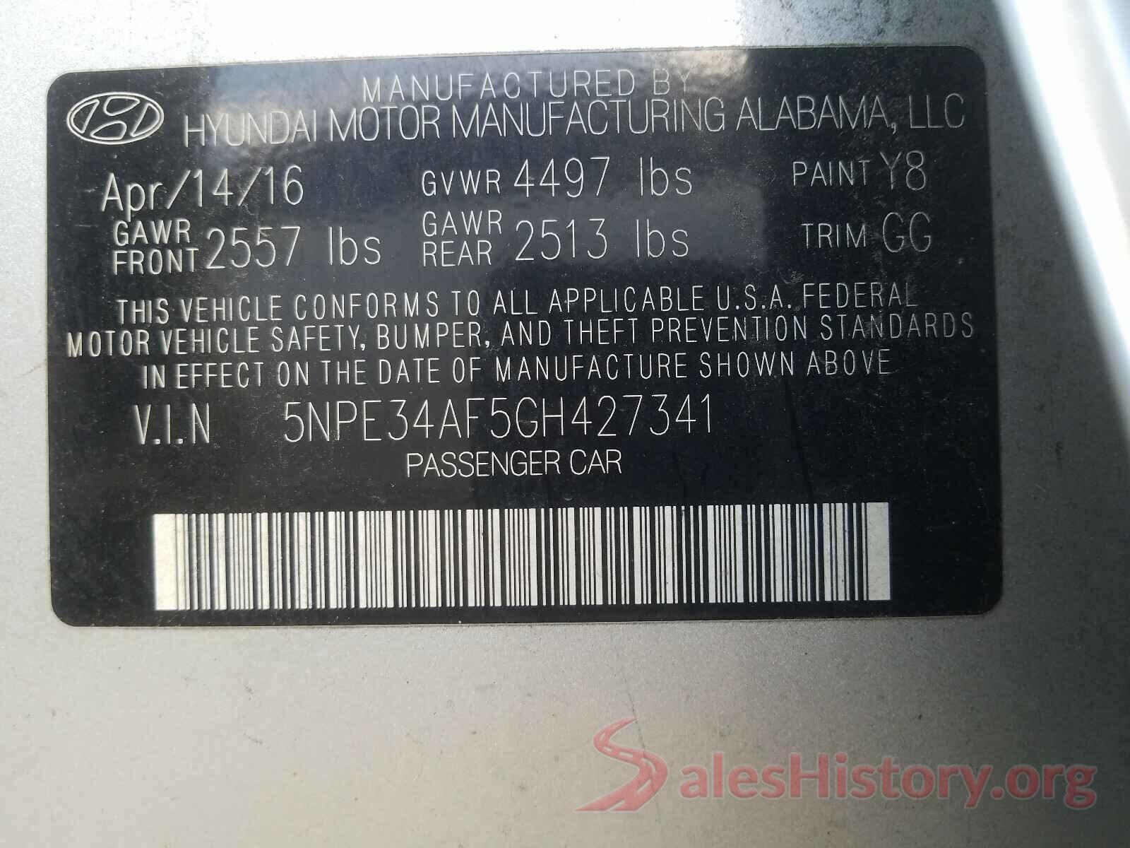 5NPE34AF5GH427341 2016 HYUNDAI SONATA