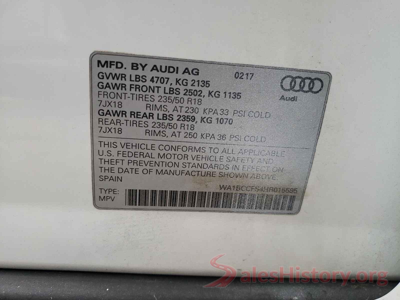 WA1BCCFS4HR015595 2017 AUDI Q3