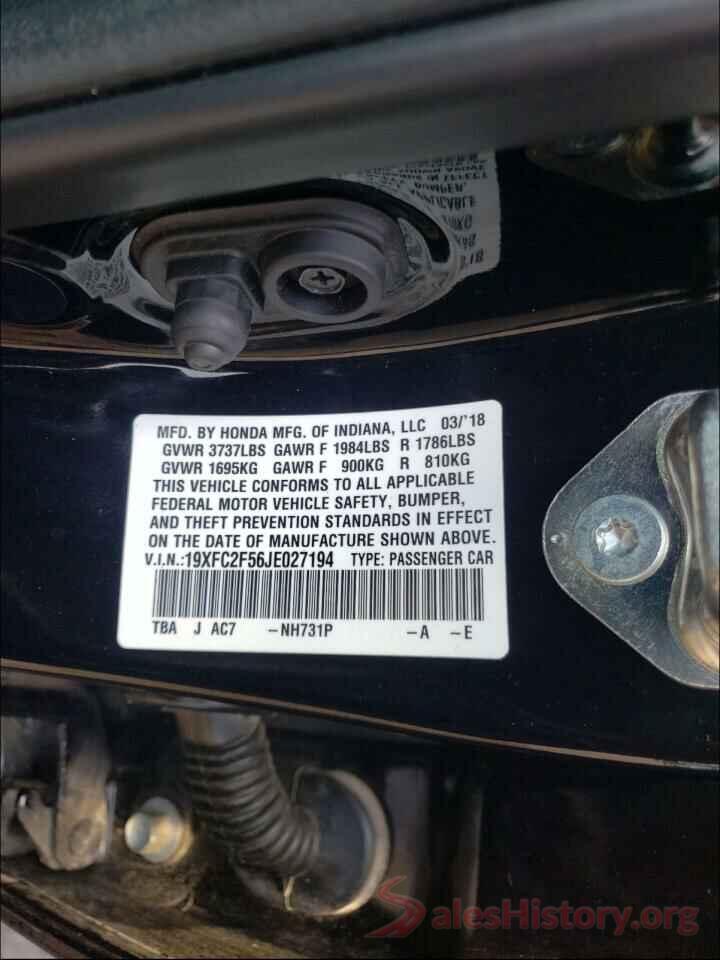 19XFC2F56JE027194 2018 HONDA CIVIC