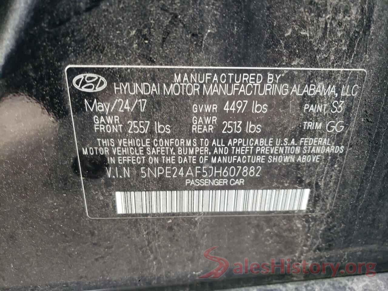 5NPE24AF5JH607882 2018 HYUNDAI SONATA