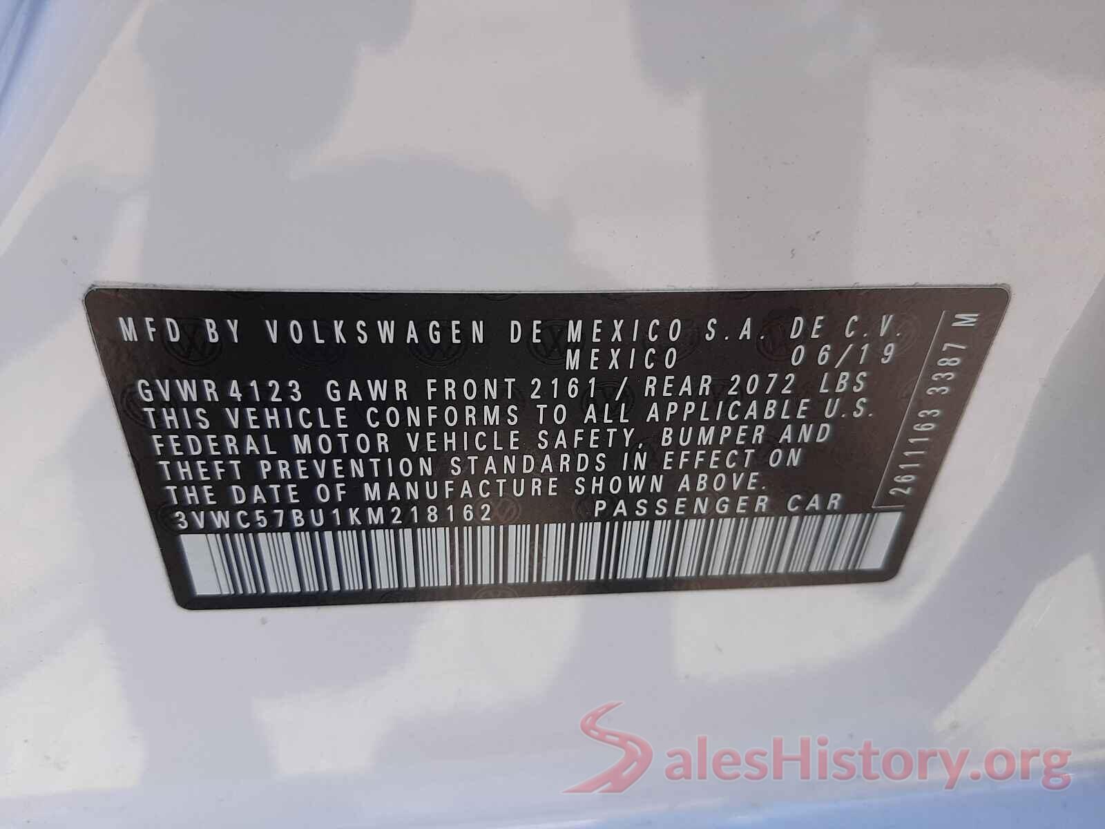 3VWC57BU1KM218162 2019 VOLKSWAGEN JETTA