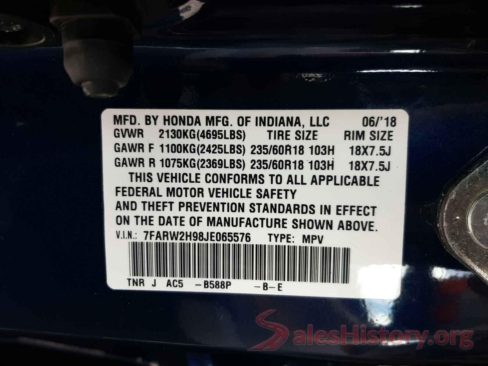 7FARW2H98JE065576 2018 HONDA CRV