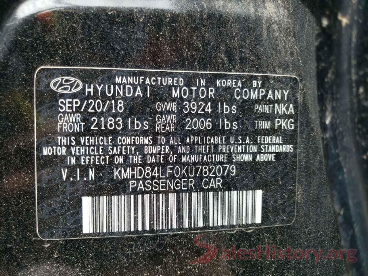 KMHD84LF0KU782079 2019 HYUNDAI ELANTRA