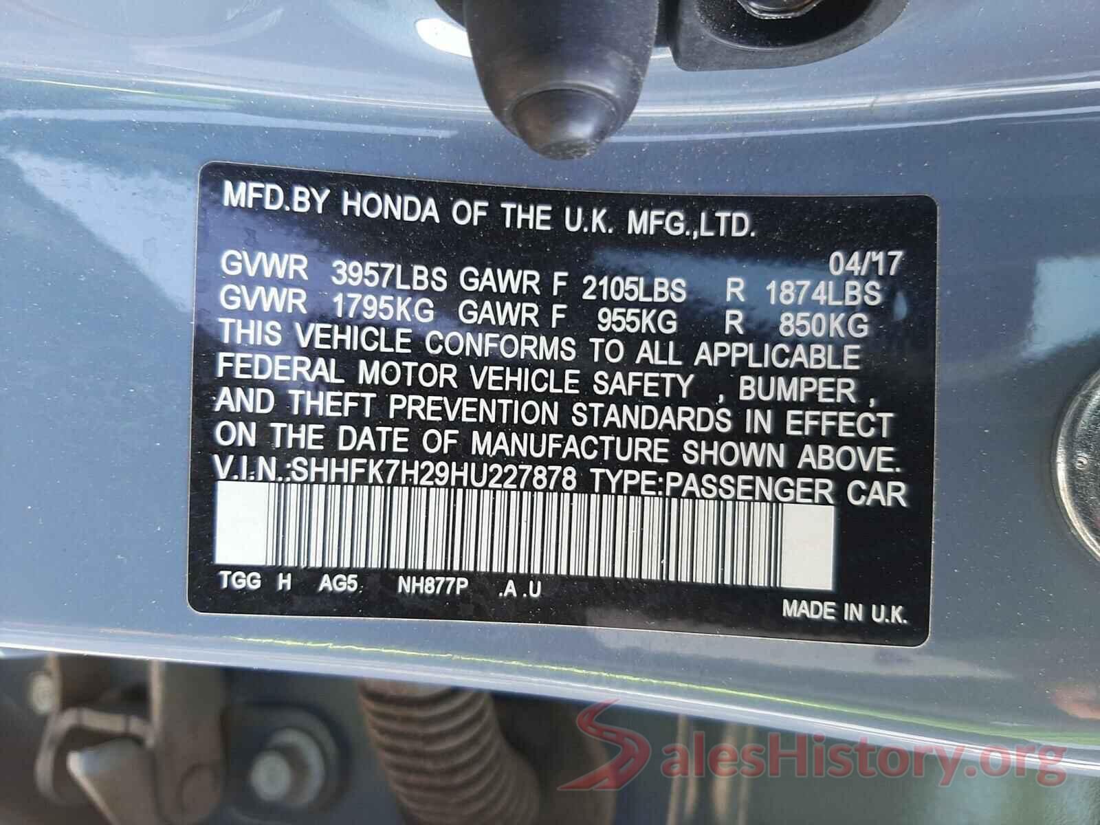 SHHFK7H29HU227878 2017 HONDA CIVIC