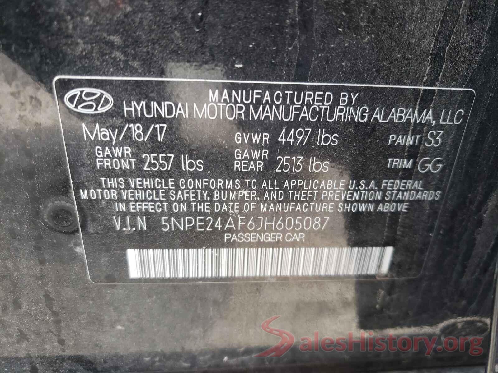 5NPE24AF6JH605087 2018 HYUNDAI SONATA