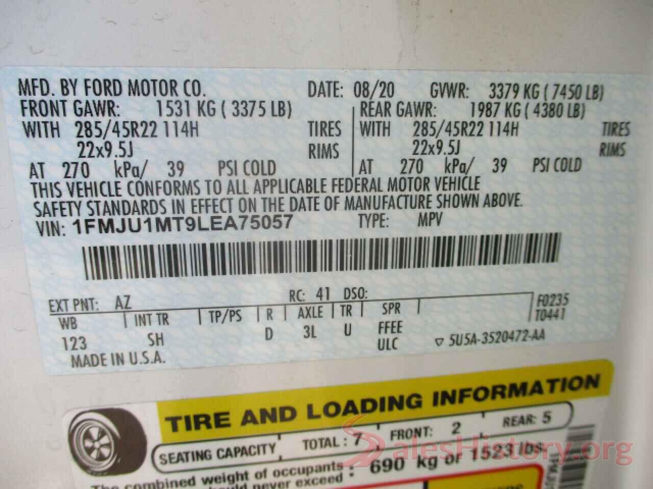 1FMJU1MT9LEA75057 2020 FORD EXPEDITION