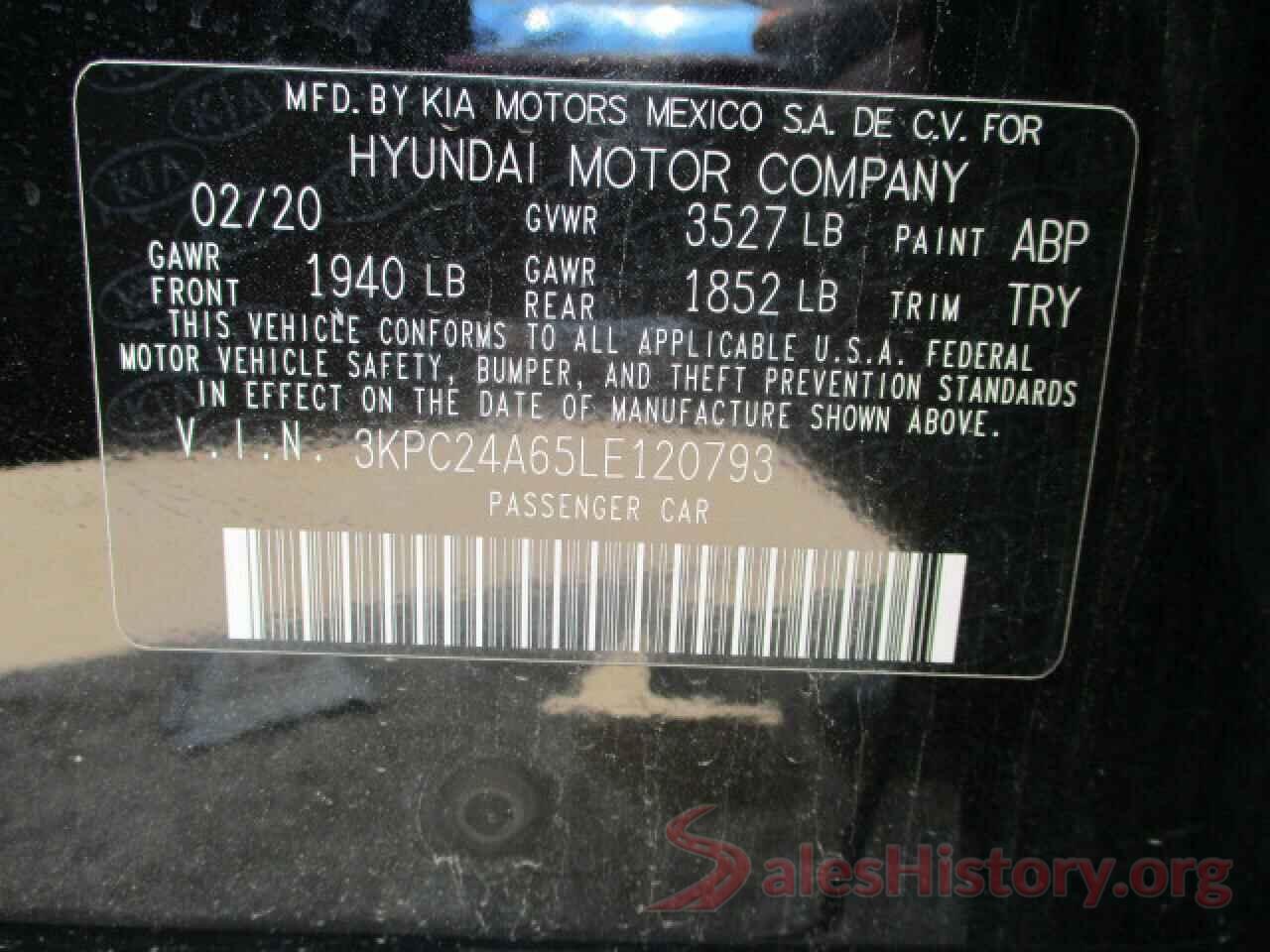 3KPC24A65LE120793 2020 HYUNDAI ACCENT