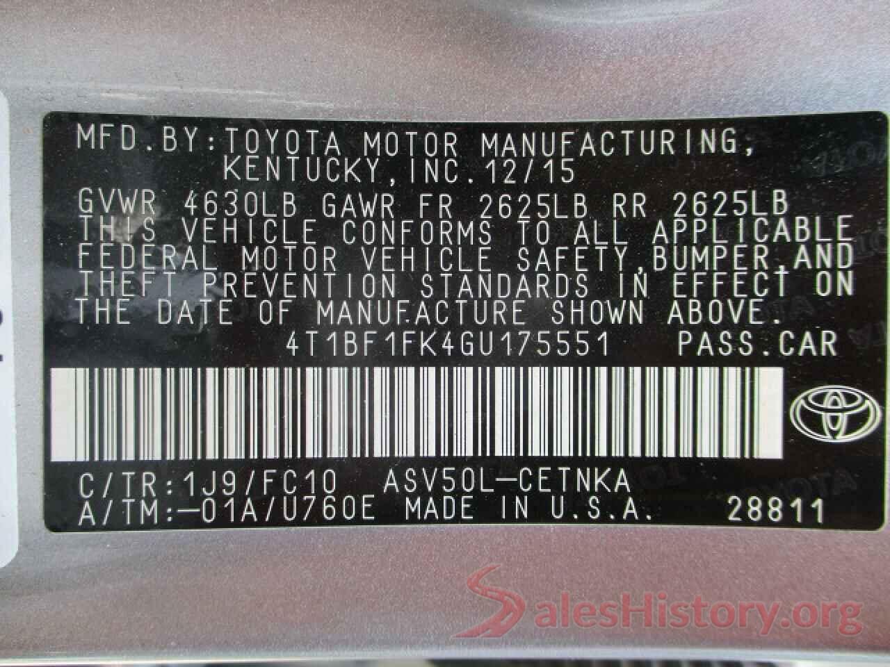 4T1BF1FK4GU175551 2016 TOYOTA CAMRY