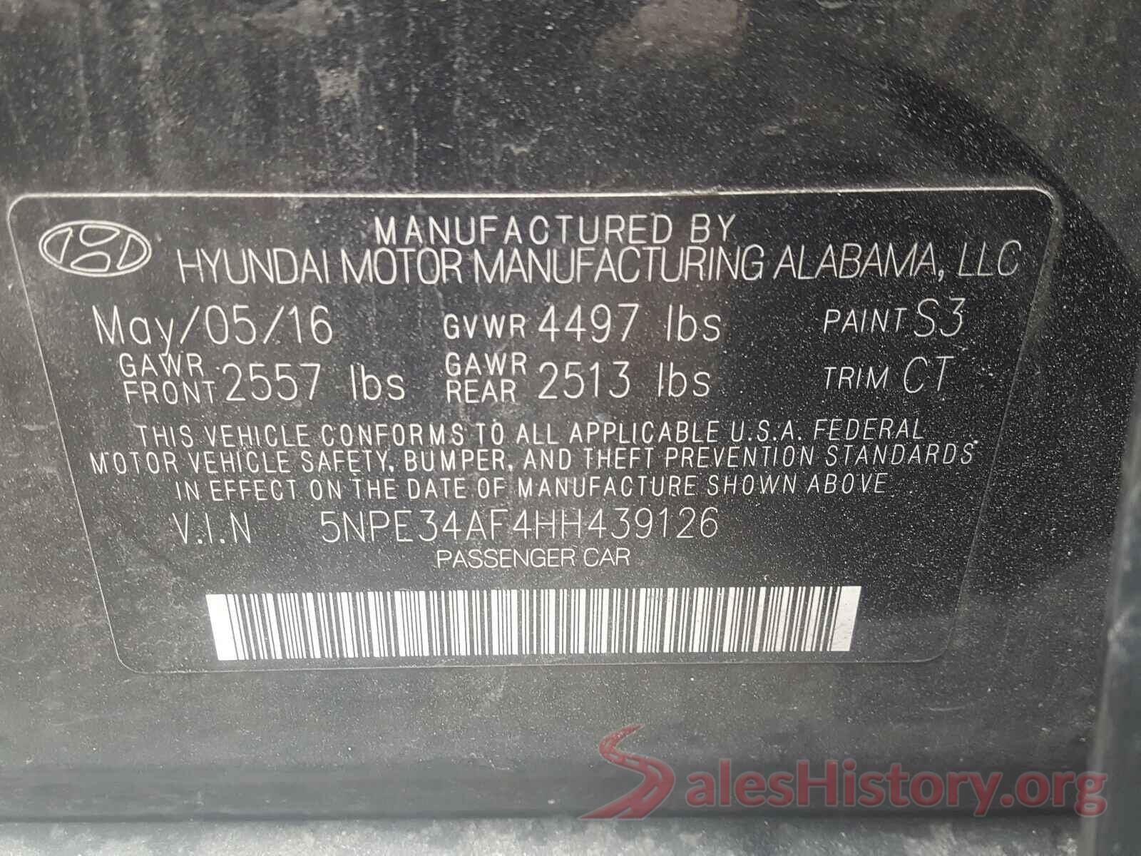 5NPE34AF4HH439126 2017 HYUNDAI SONATA