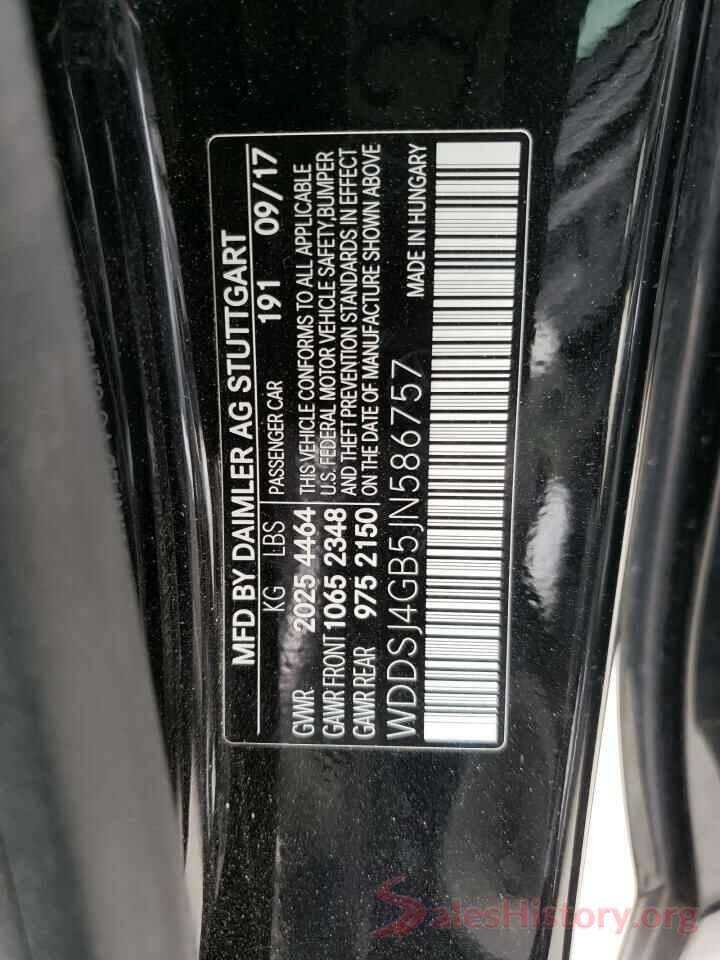 WDDSJ4GB5JN586757 2018 MERCEDES-BENZ CLA-CLASS