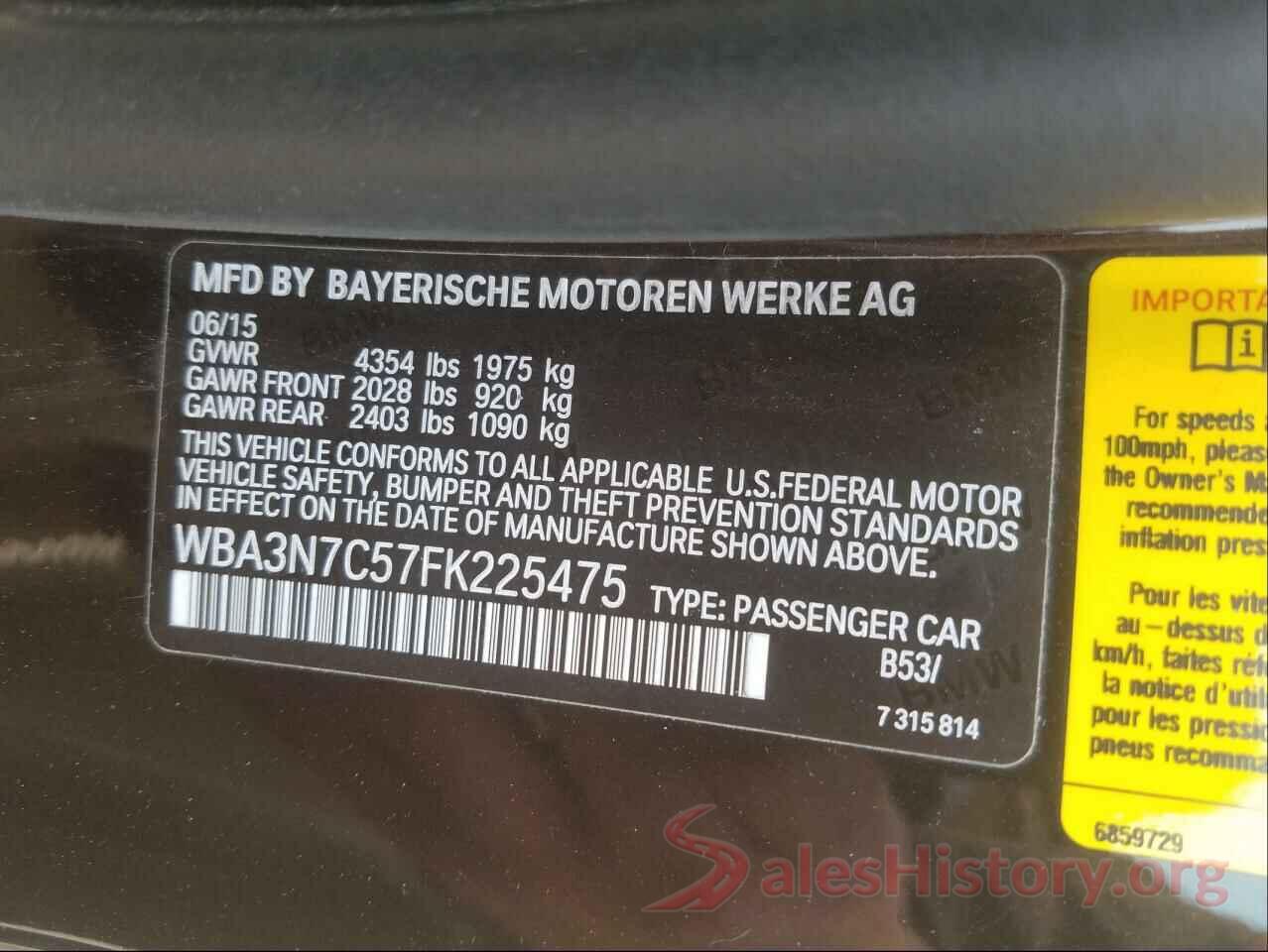 WBA3N7C57FK225475 2015 BMW 4 SERIES