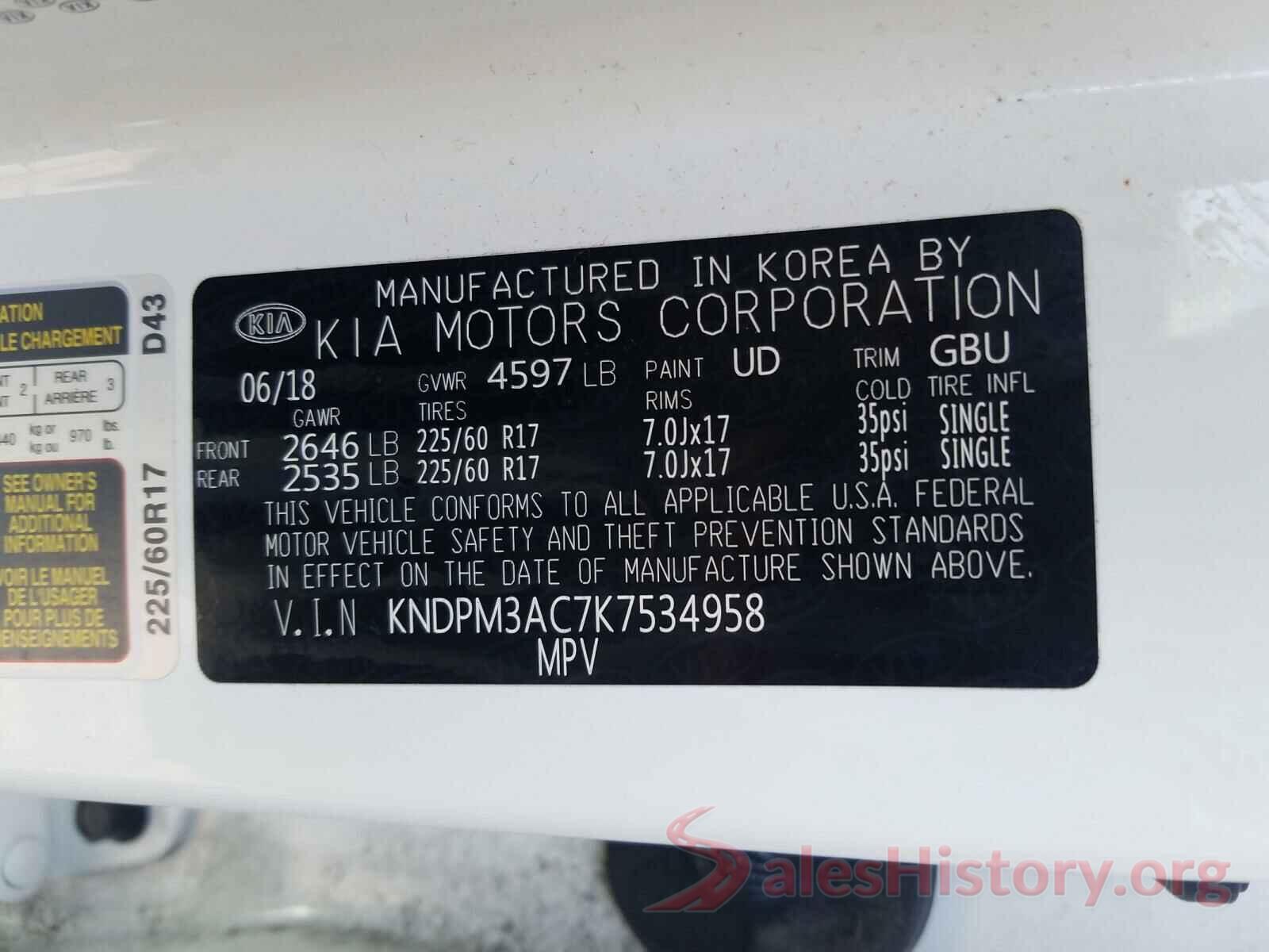 KNDPM3AC7K7534958 2019 KIA SPORTAGE