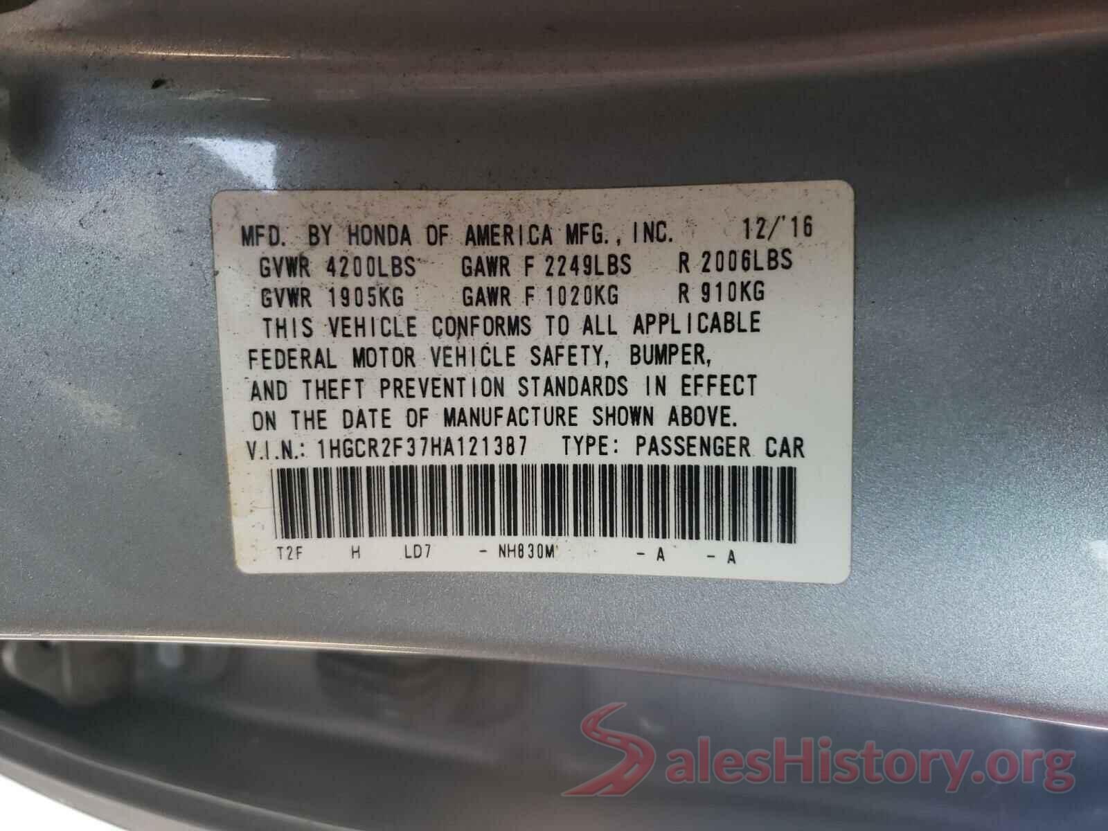 1HGCR2F37HA121387 2017 HONDA ACCORD