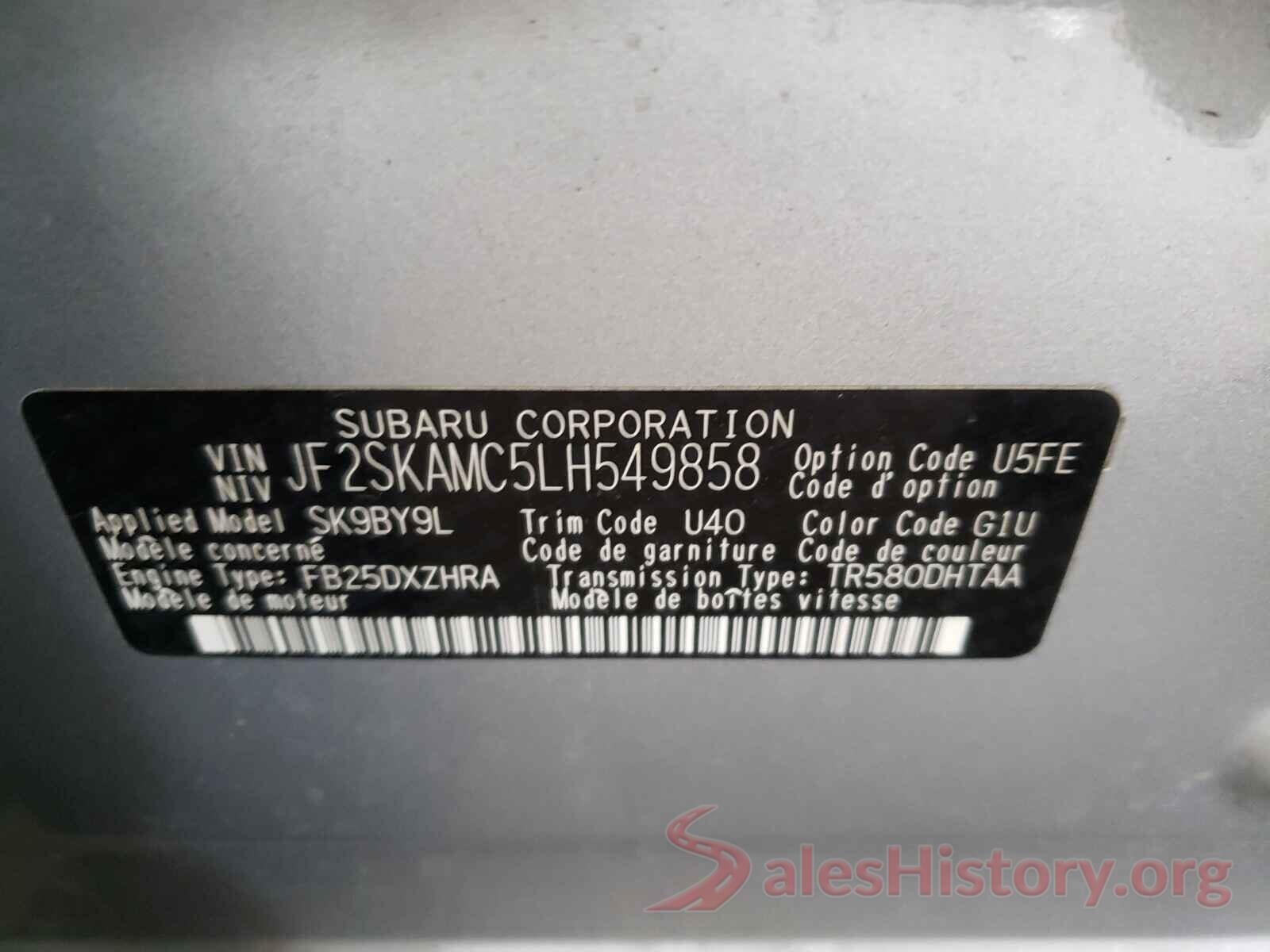 JF2SKAMC5LH549858 2020 SUBARU FORESTER