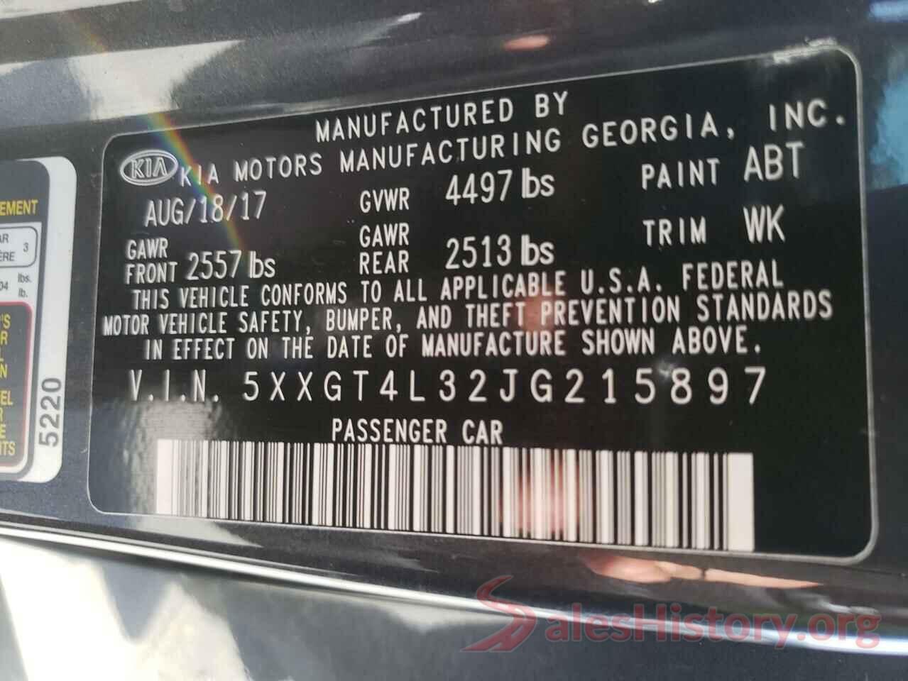 5XXGT4L32JG215897 2018 KIA OPTIMA