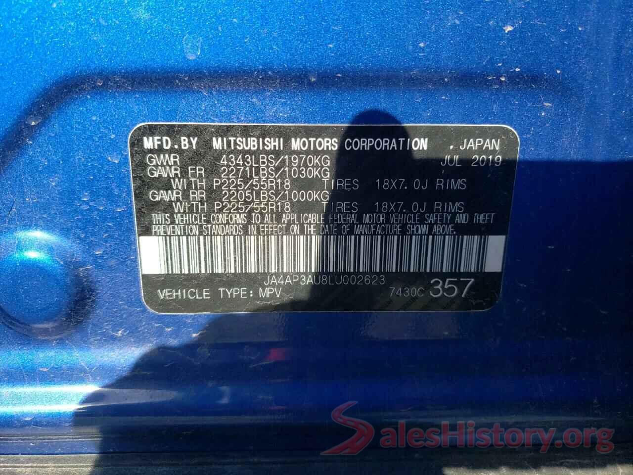 JA4AP3AU8LU002623 2020 MITSUBISHI OUTLANDER