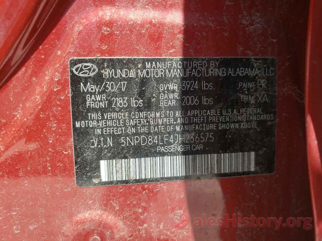 5NPD84LF4JH236575 2018 HYUNDAI ELANTRA