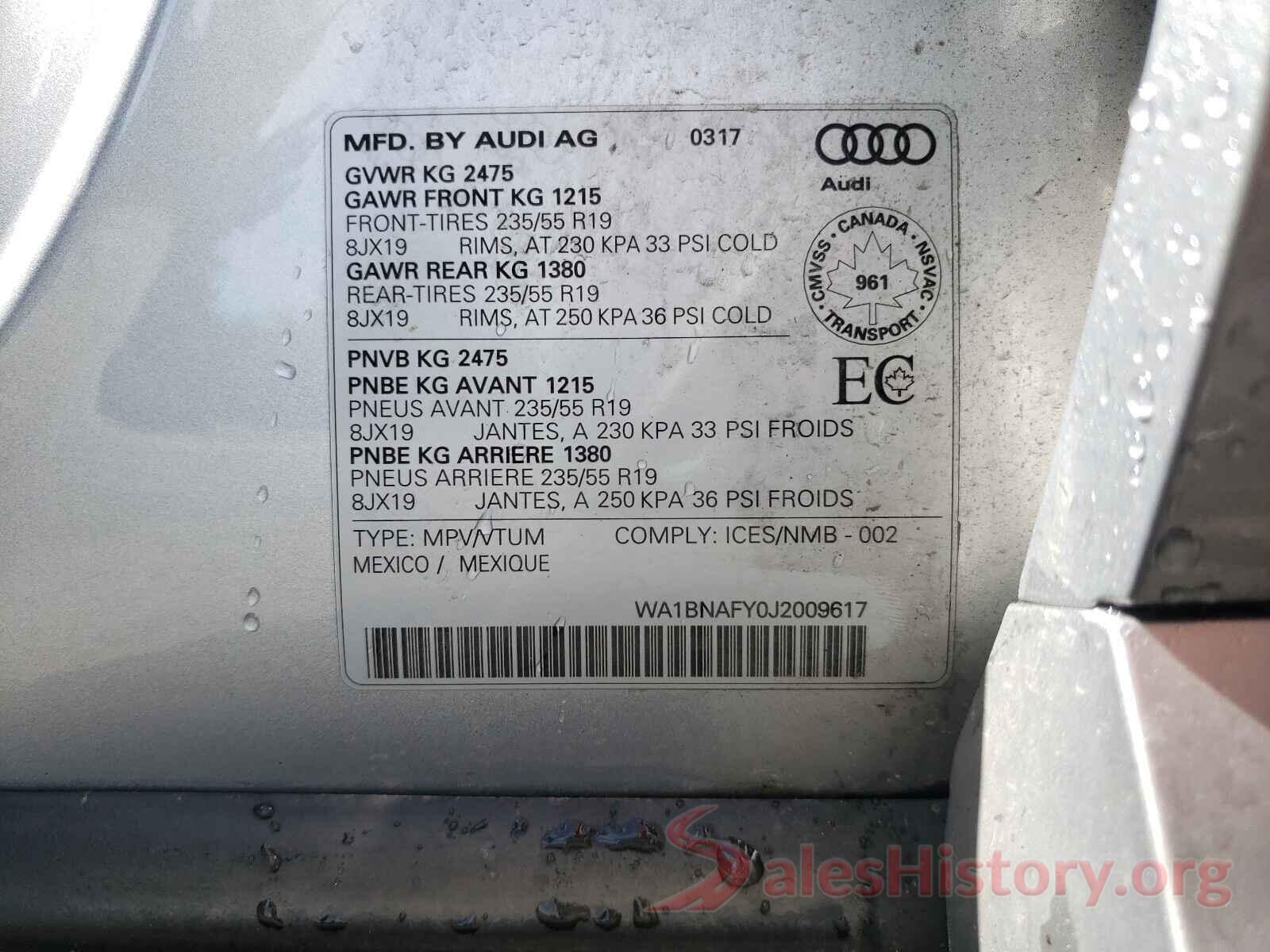 WA1BNAFY0J2009617 2018 AUDI Q5