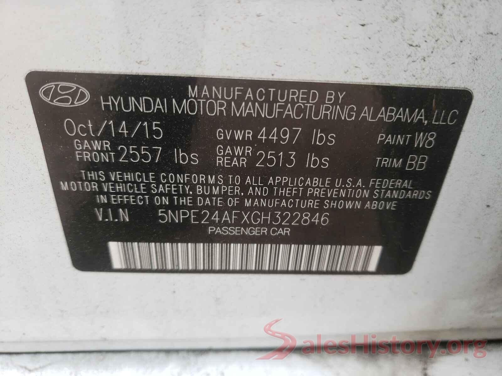 5NPE24AFXGH322846 2016 HYUNDAI SONATA