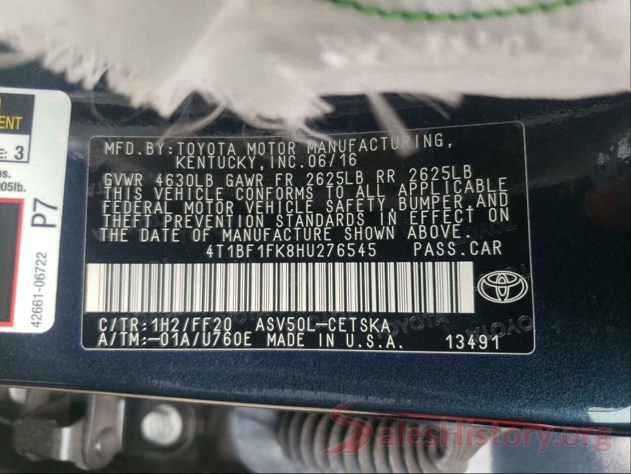 4T1BF1FK8HU276545 2017 TOYOTA CAMRY