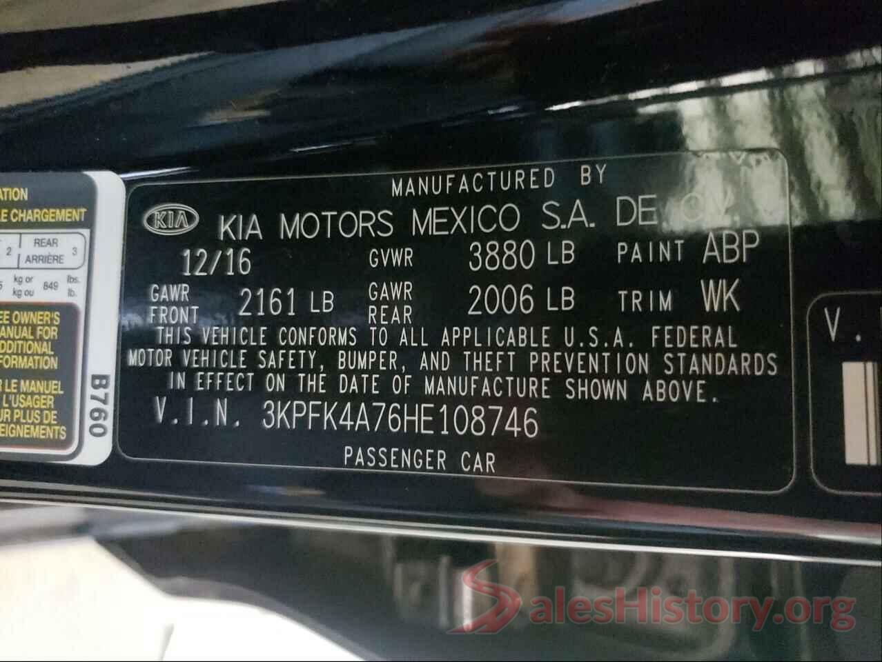 3KPFK4A76HE108746 2017 KIA FORTE