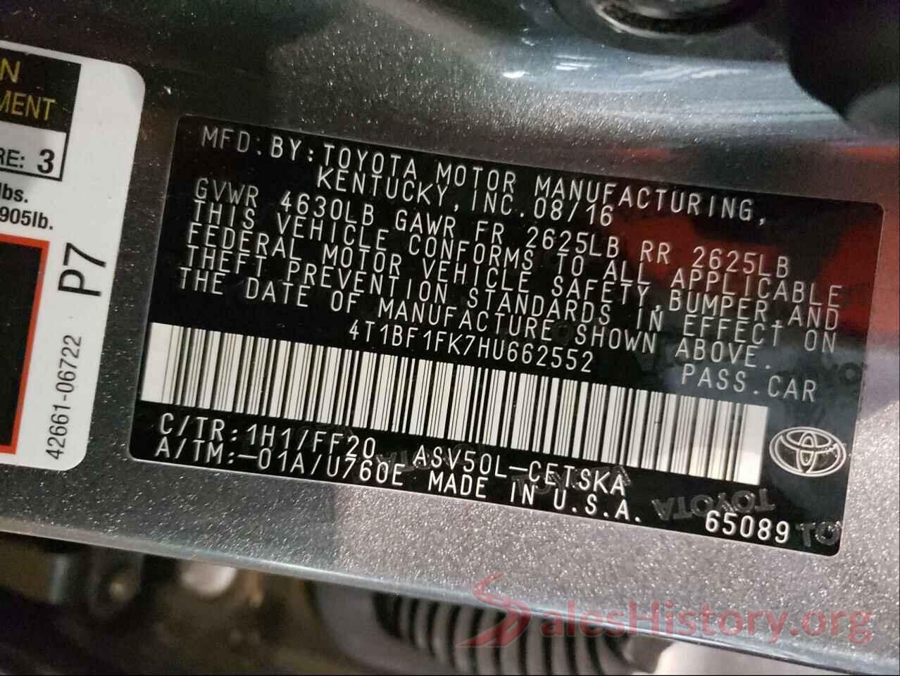 4T1BF1FK7HU662552 2017 TOYOTA CAMRY