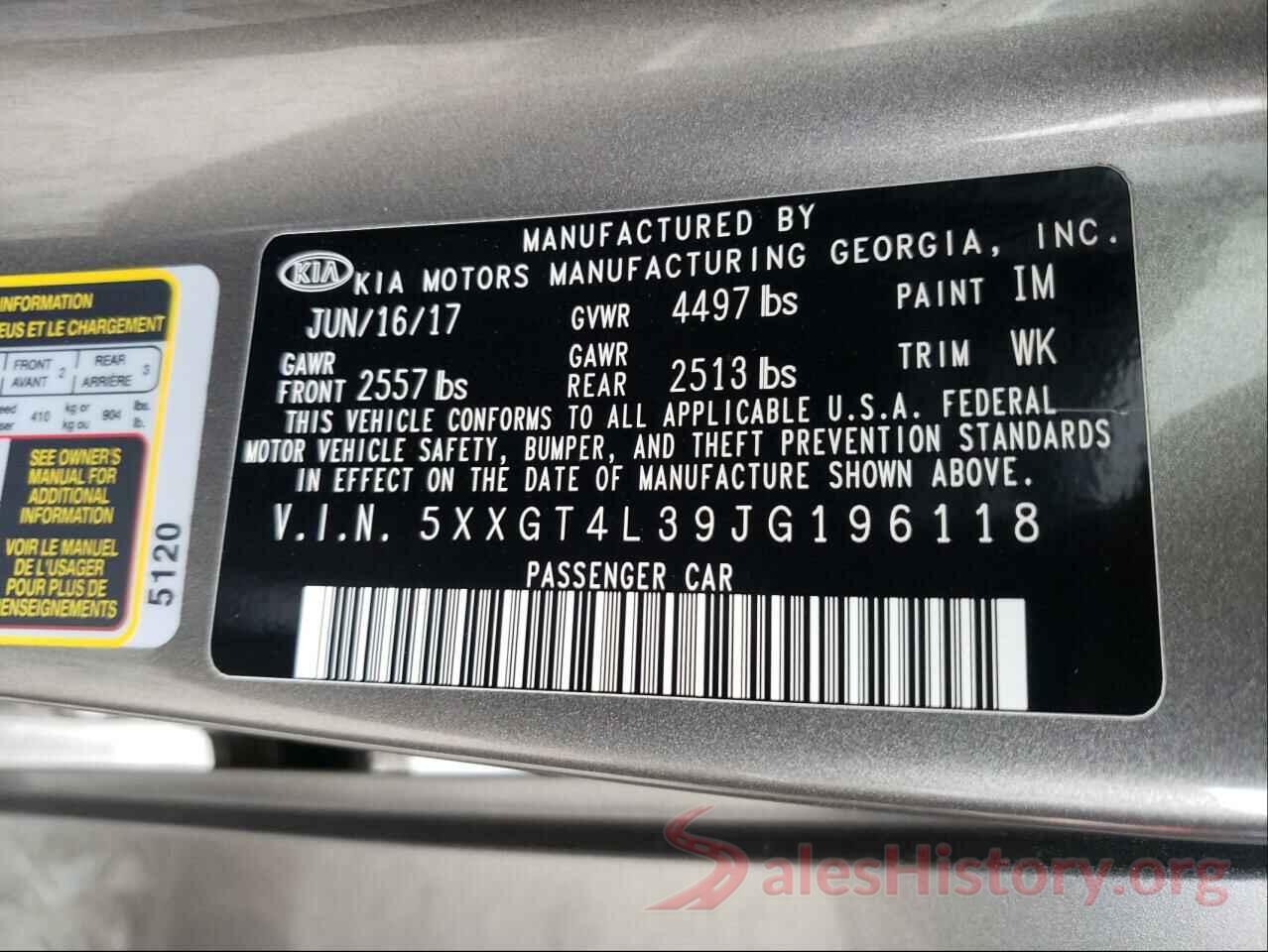 5XXGT4L39JG196118 2018 KIA OPTIMA