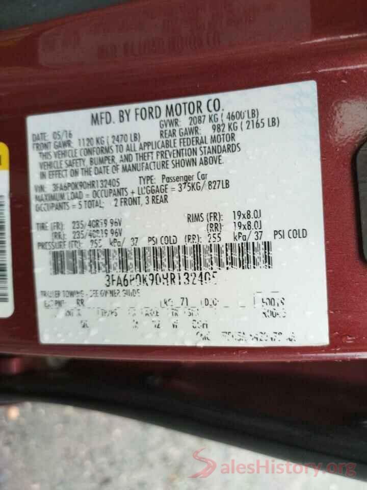 3FA6P0K90HR132405 2017 FORD FUSION