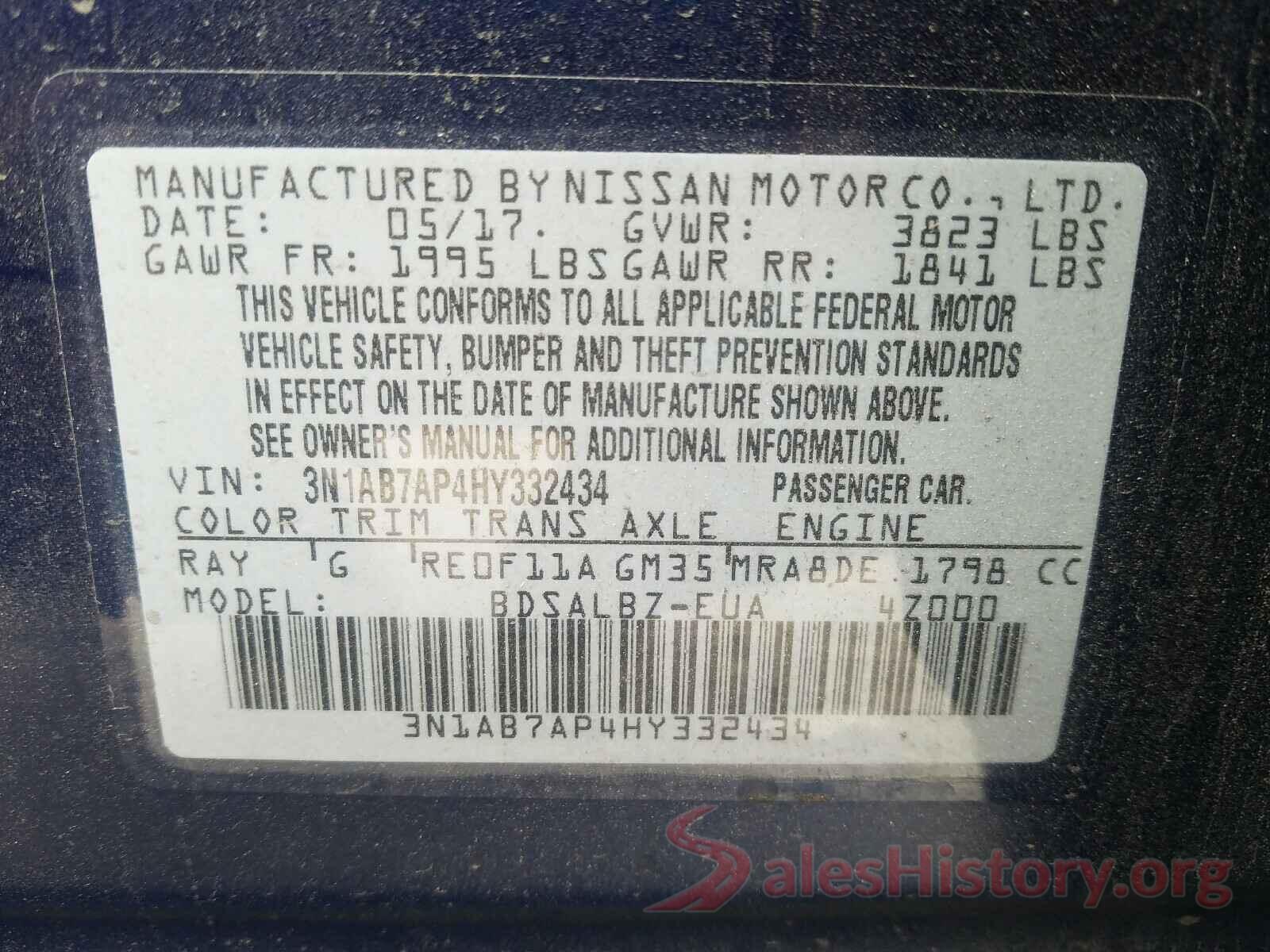 3N1AB7AP4HY332434 2017 NISSAN SENTRA