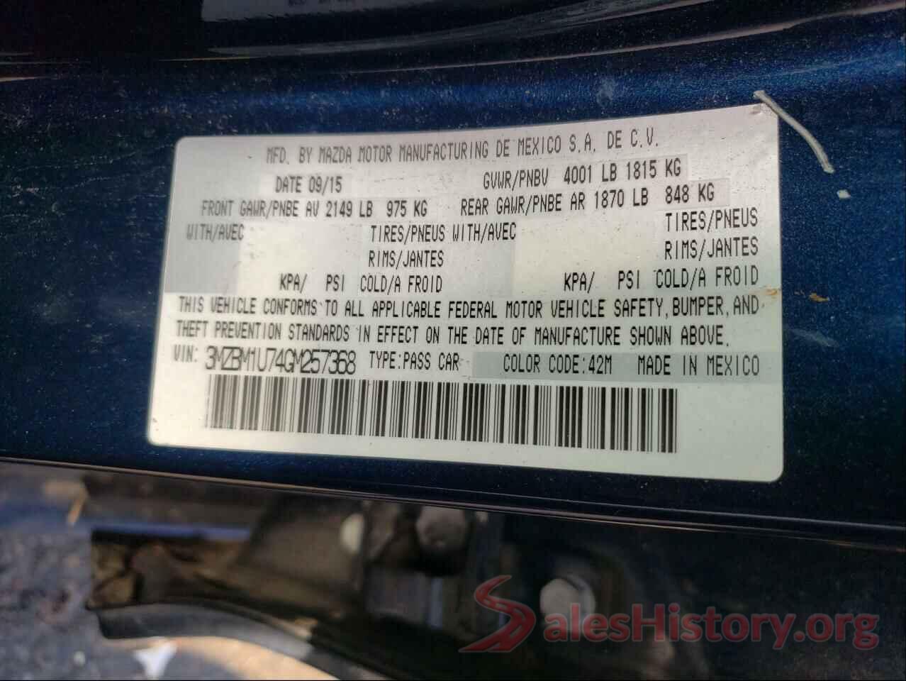 3MZBM1U74GM257368 2016 MAZDA 3