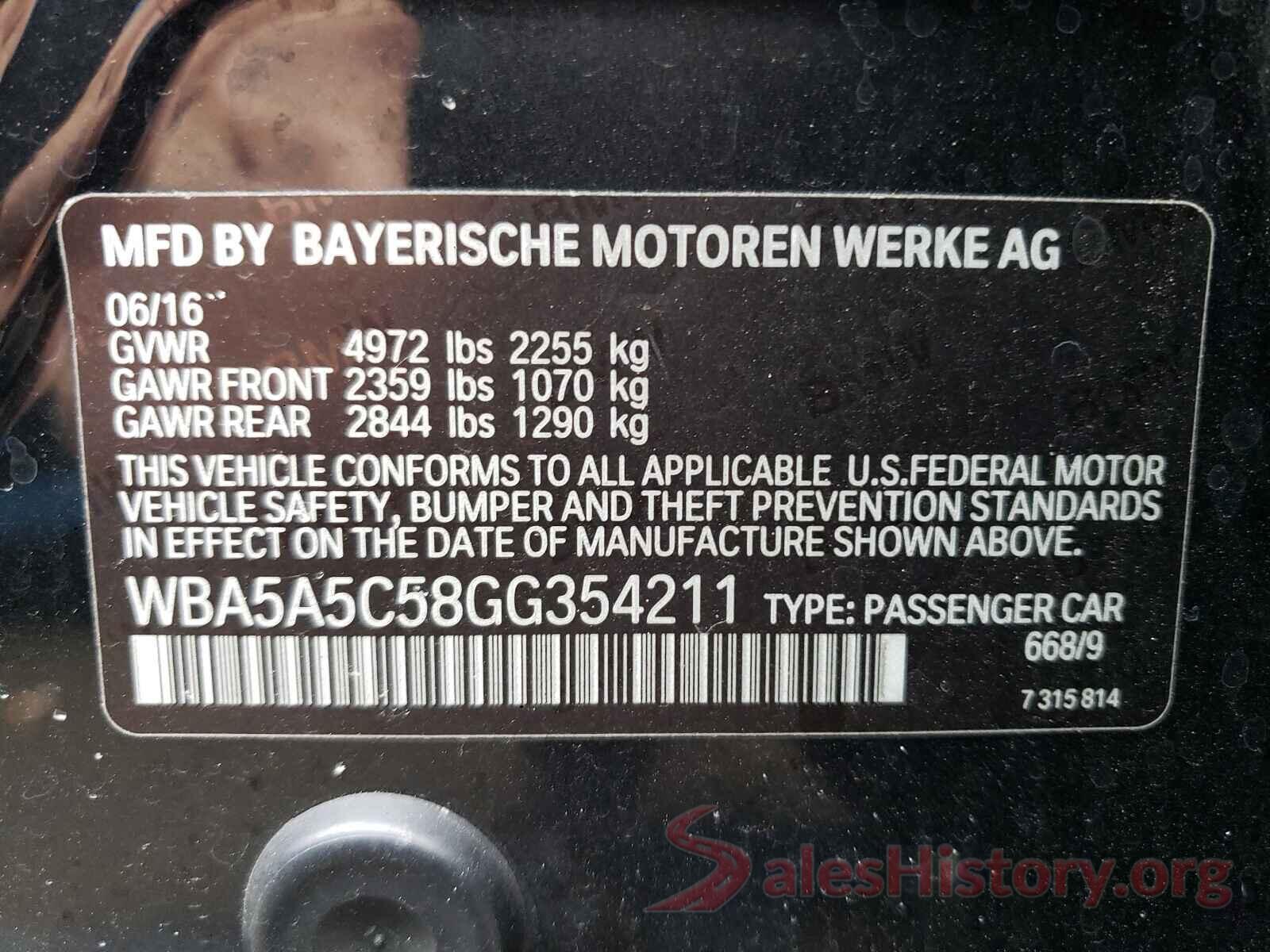 WBA5A5C58GG354211 2016 BMW 5 SERIES