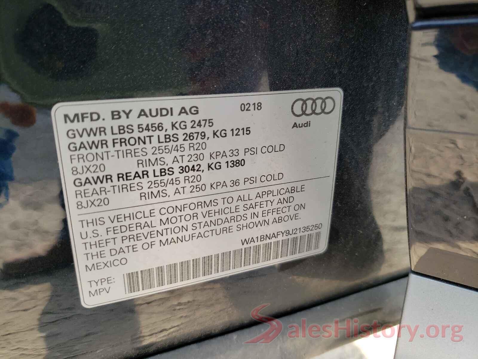 WA1BNAFY9J2135250 2018 AUDI Q5