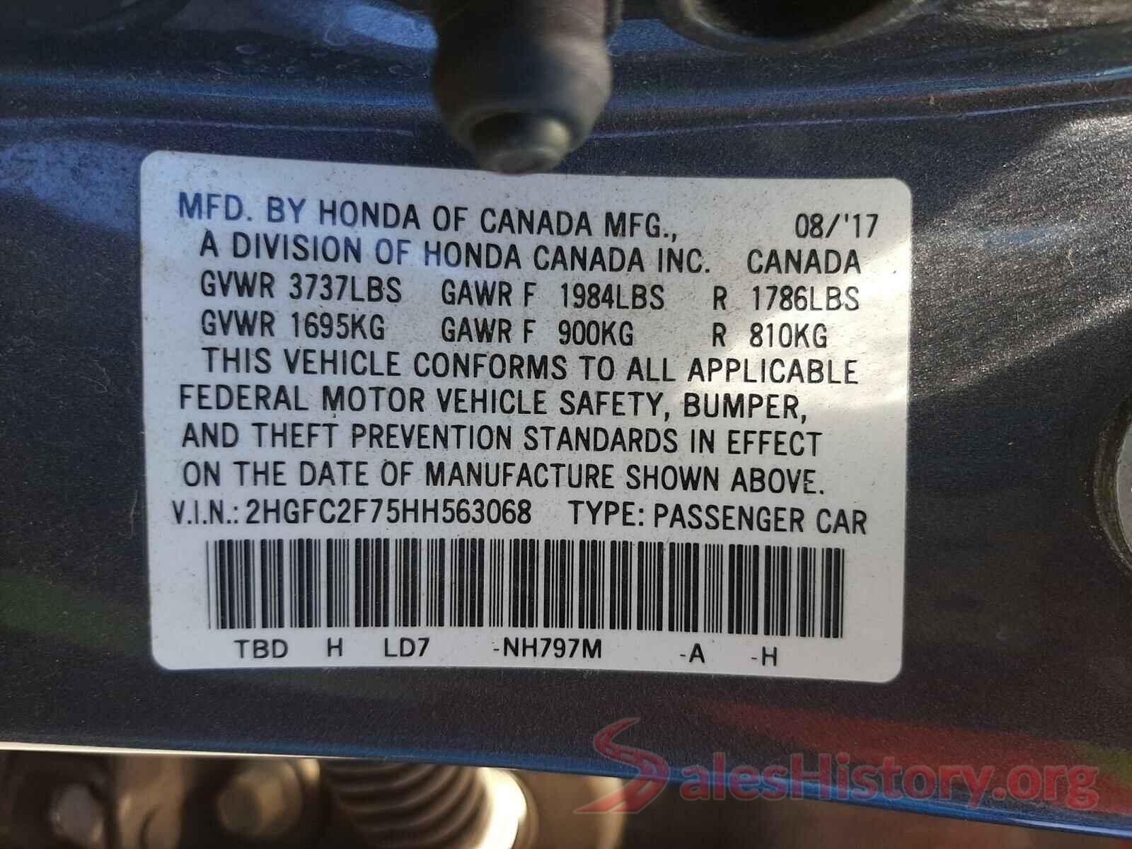 2HGFC2F75HH563068 2017 HONDA CIVIC