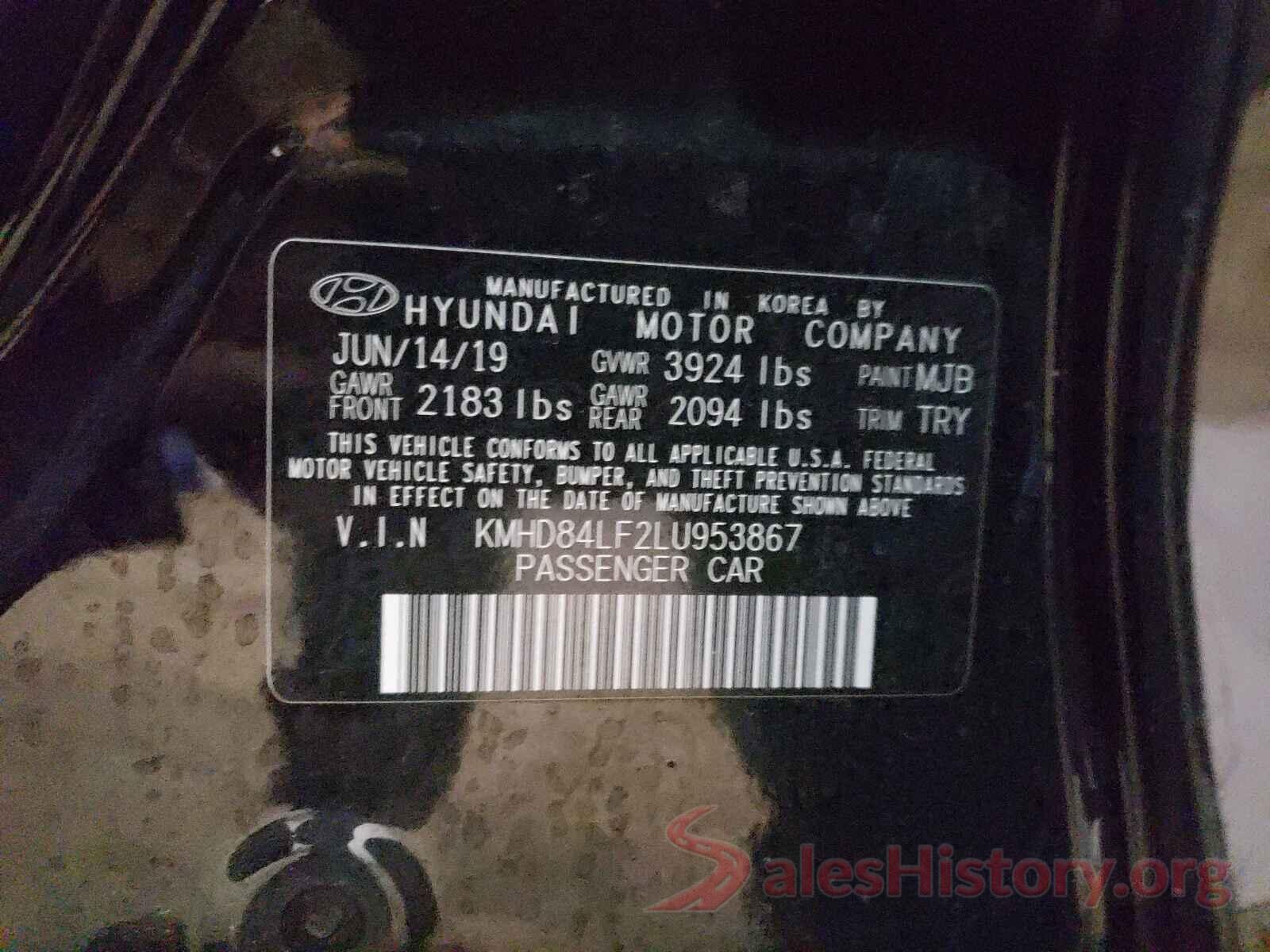 KMHD84LF2LU953867 2020 HYUNDAI ELANTRA