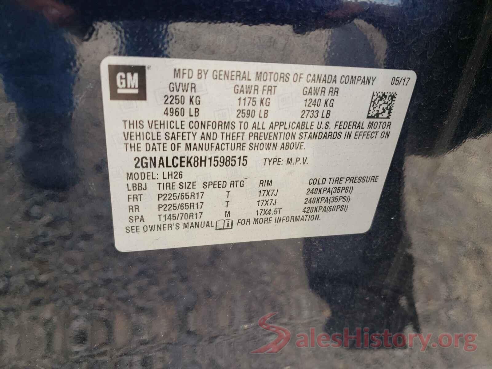 2GNALCEK8H1598515 2017 CHEVROLET EQUINOX