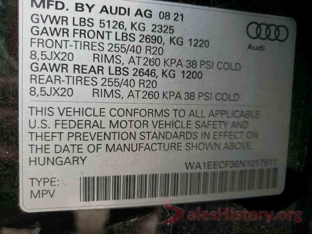 WA1EECF36N1017911 2022 AUDI Q3