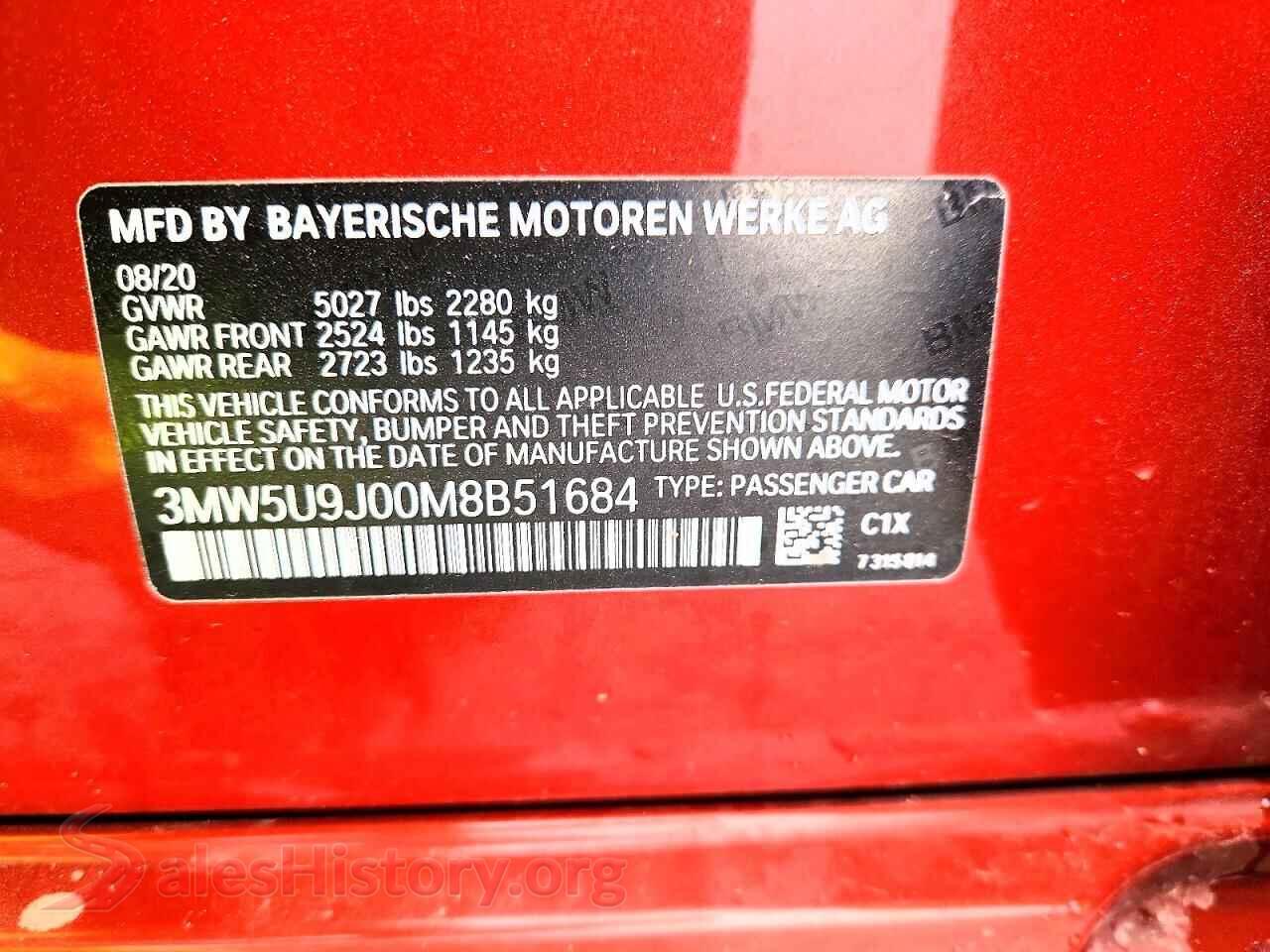 2021 BMW M3 VIN 3MW5U9J00M8B51684, wheel and tire
