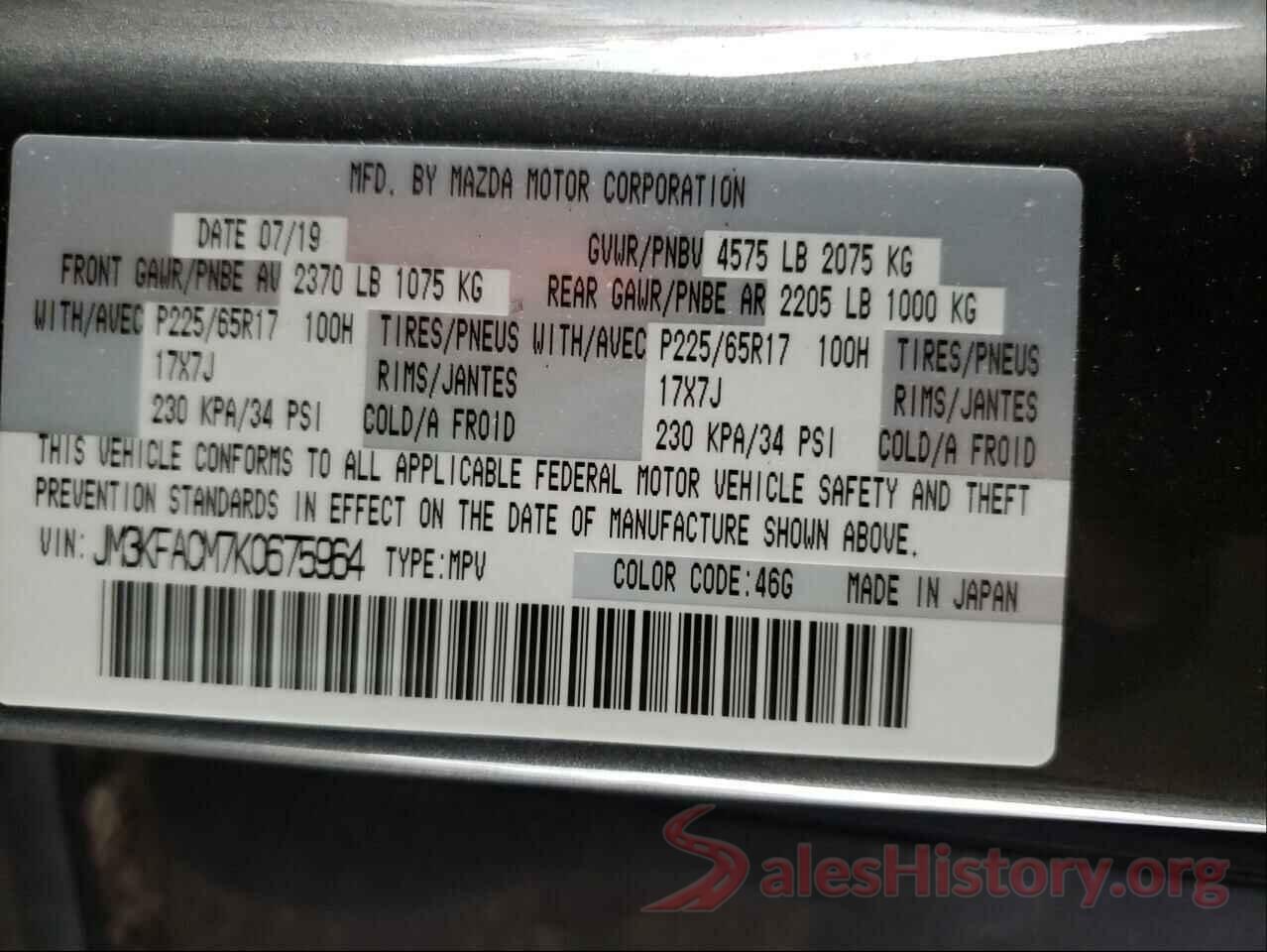 JM3KFACM7K0675964 2019 MAZDA CX-5