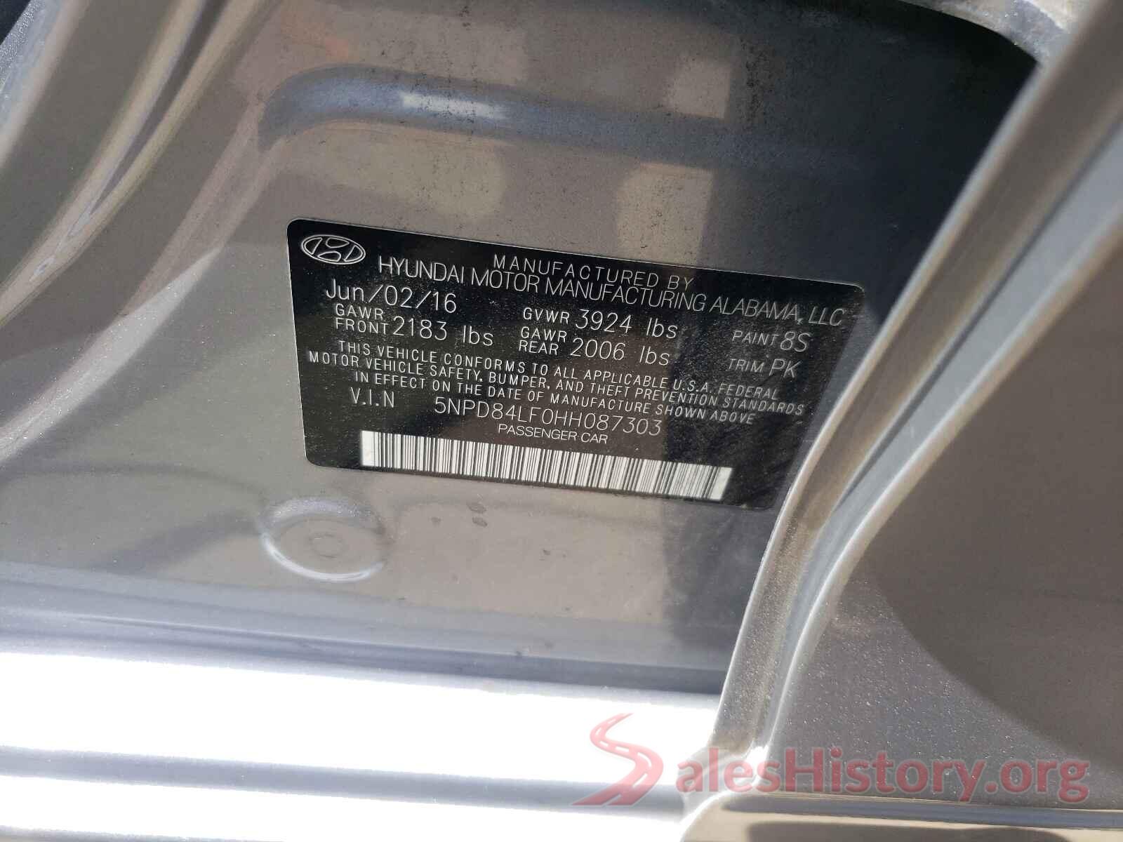 5NPD84LF0HH087303 2017 HYUNDAI ELANTRA