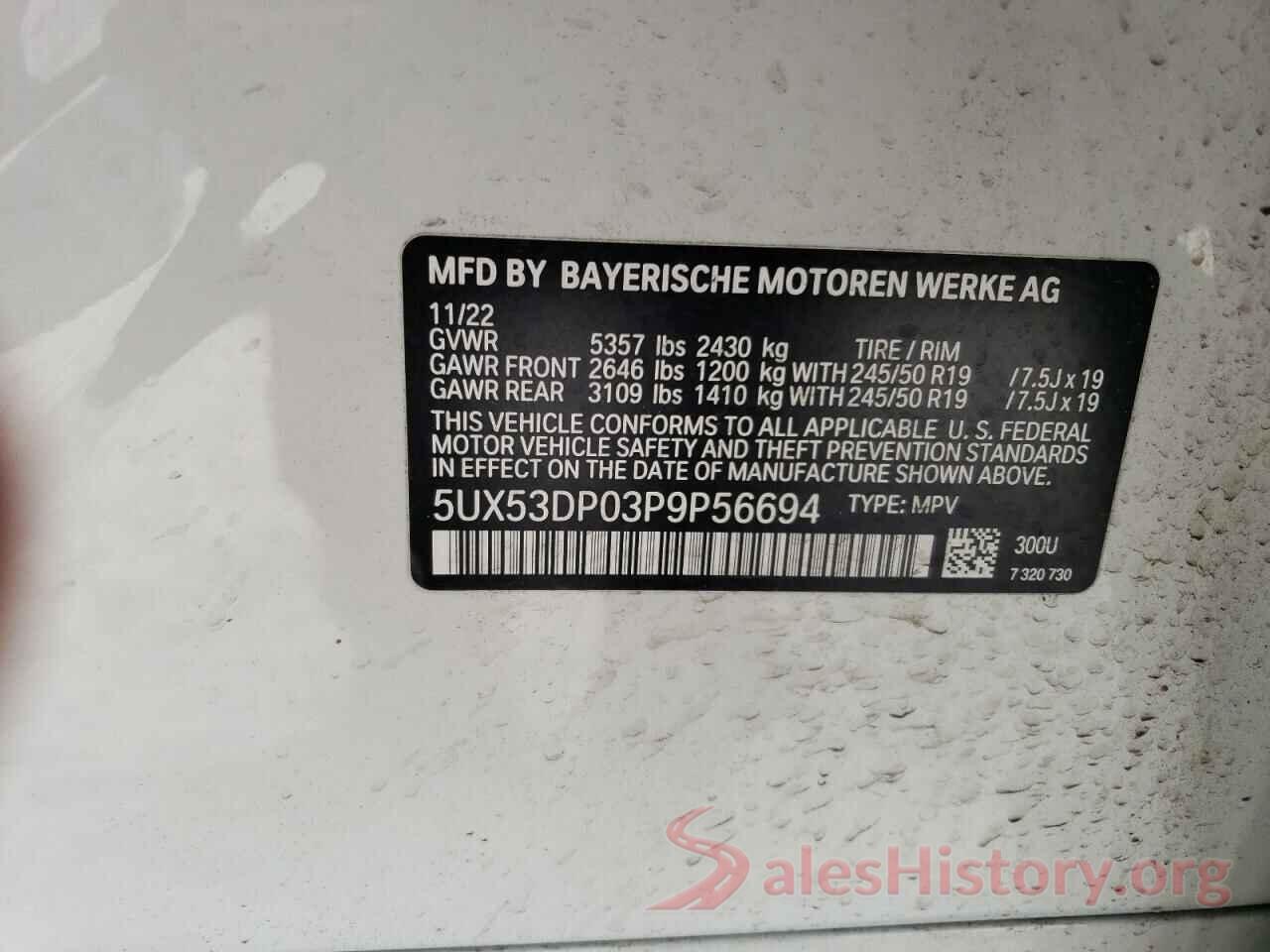 5UX53DP03P9P56694 2023 BMW X3