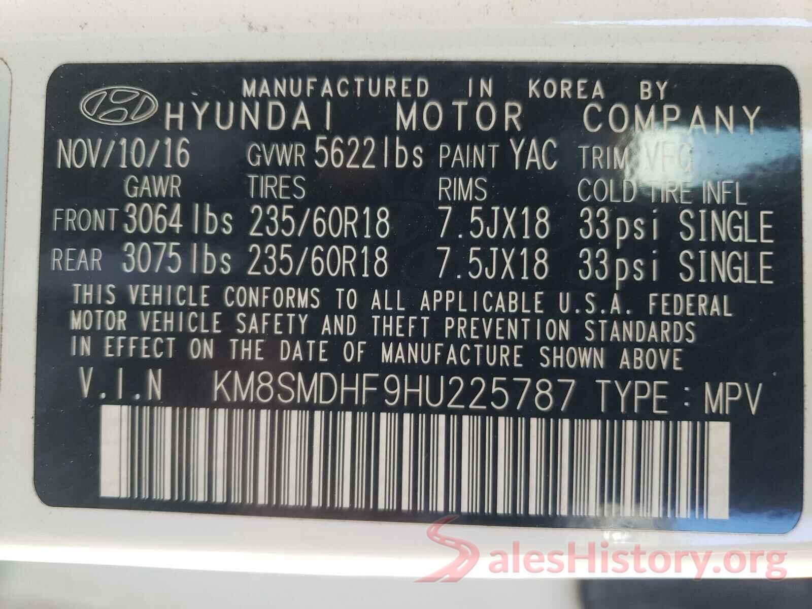 KM8SMDHF9HU225787 2017 HYUNDAI SANTA FE