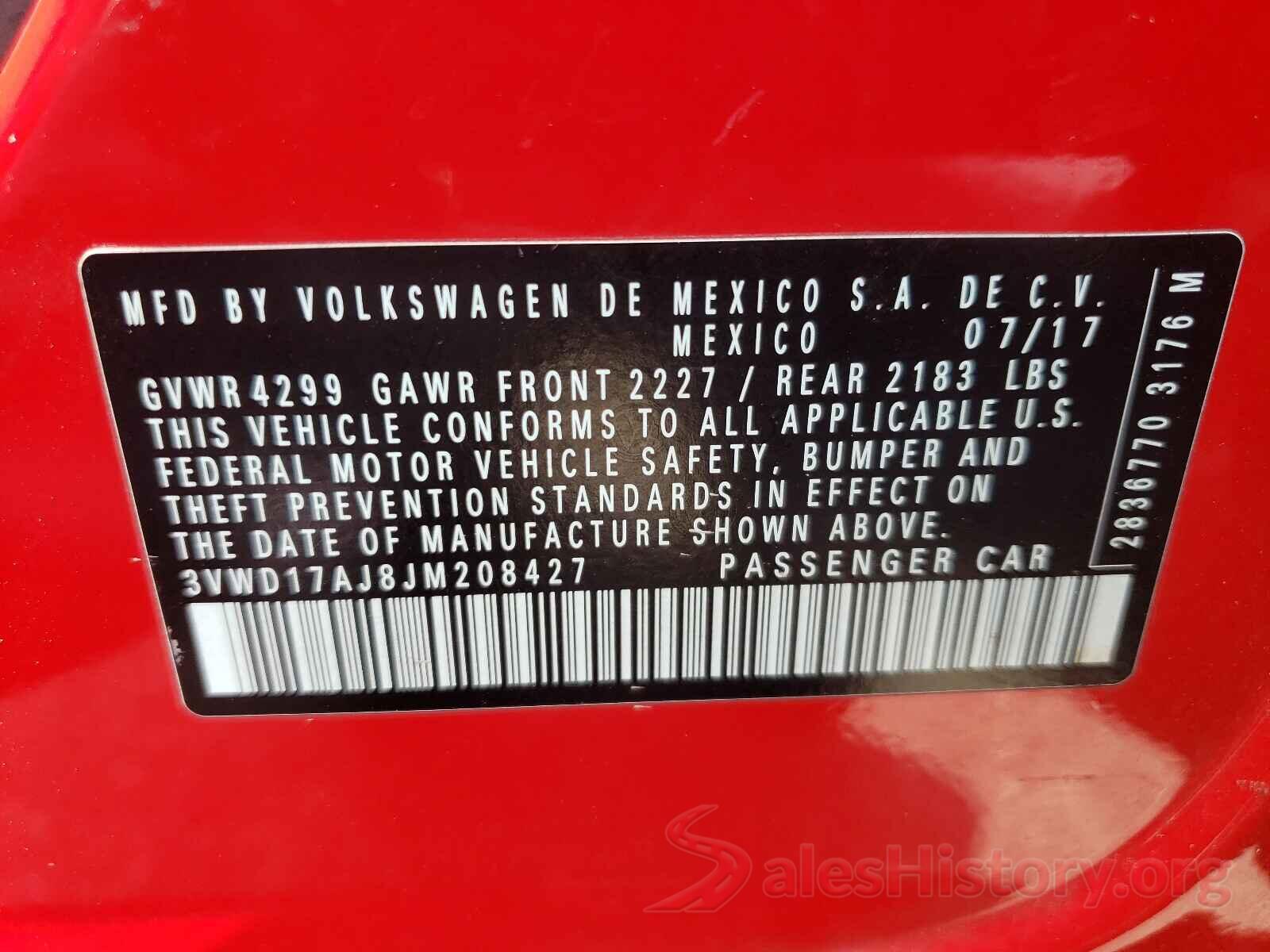 3VWD17AJ8JM208427 2018 VOLKSWAGEN JETTA