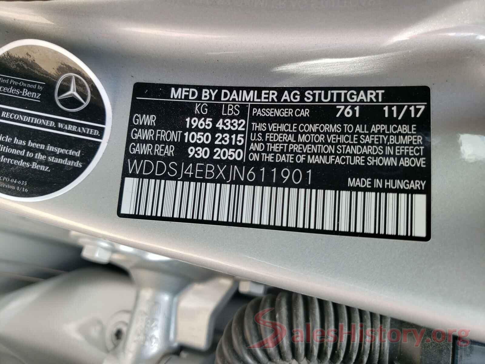 WDDSJ4EBXJN611901 2018 MERCEDES-BENZ CLA-CLASS