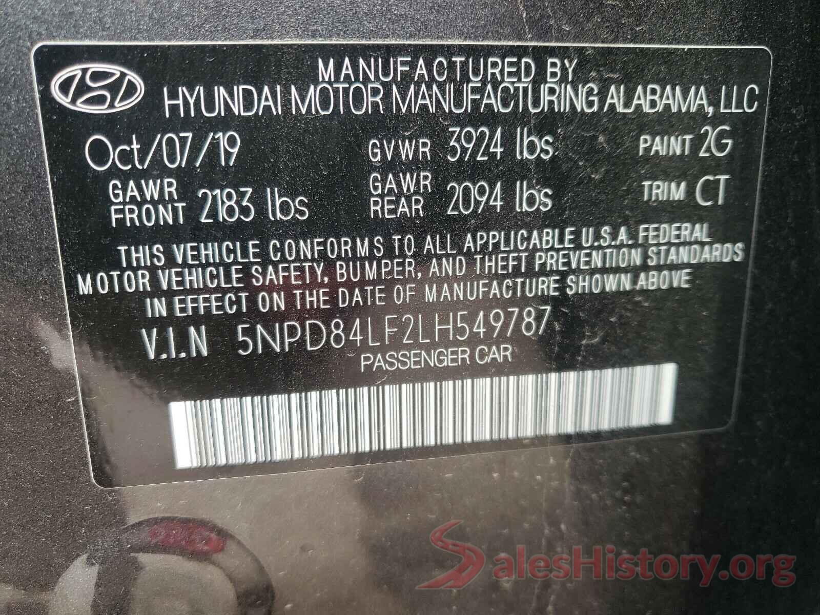 5NPD84LF2LH549787 2020 HYUNDAI ELANTRA