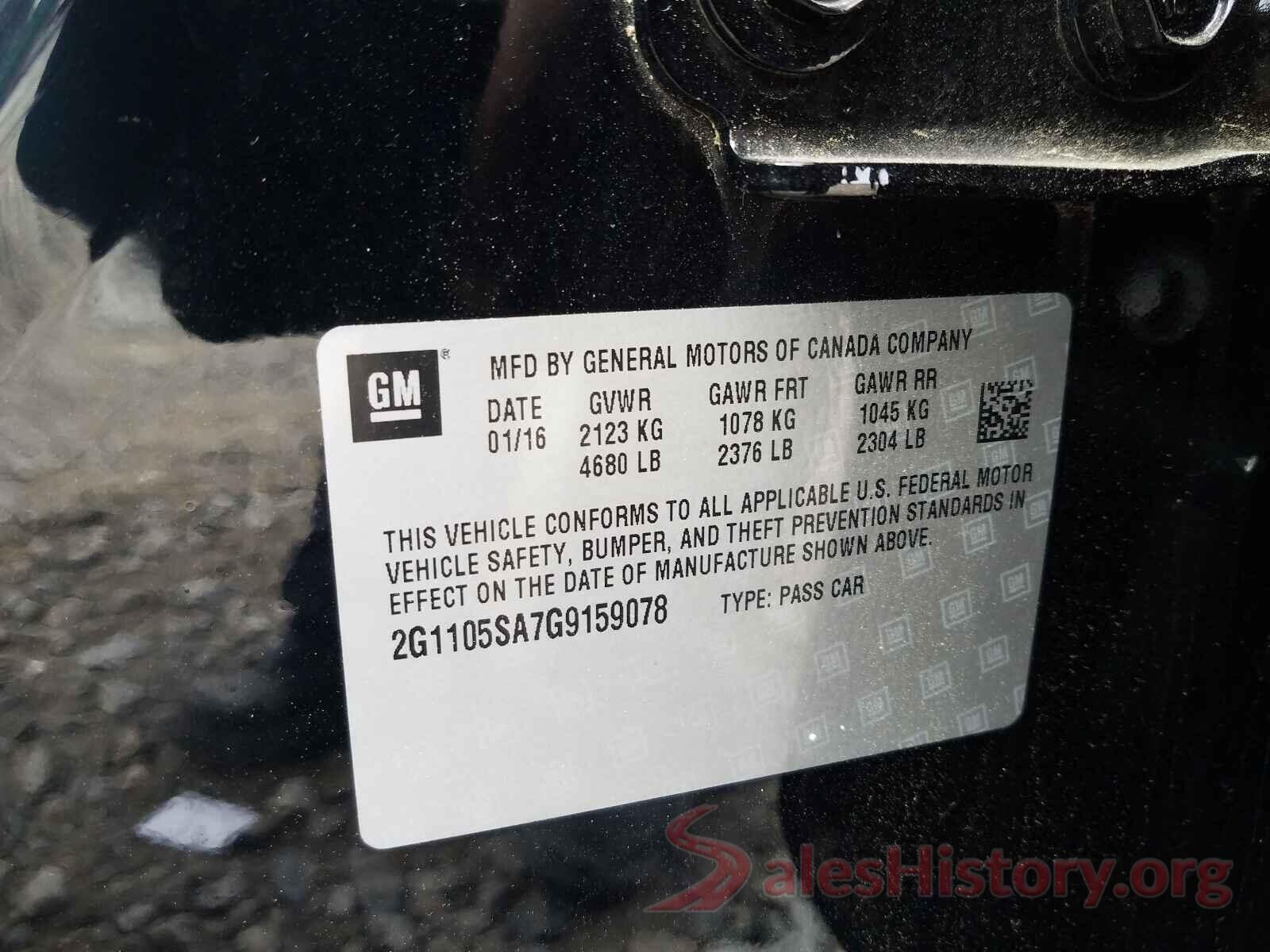 2G1105SA7G9159078 2016 CHEVROLET IMPALA