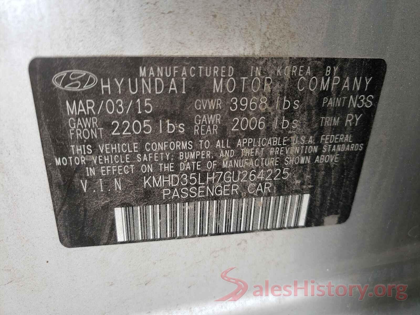 KMHD35LH7GU264225 2016 HYUNDAI ELANTRA